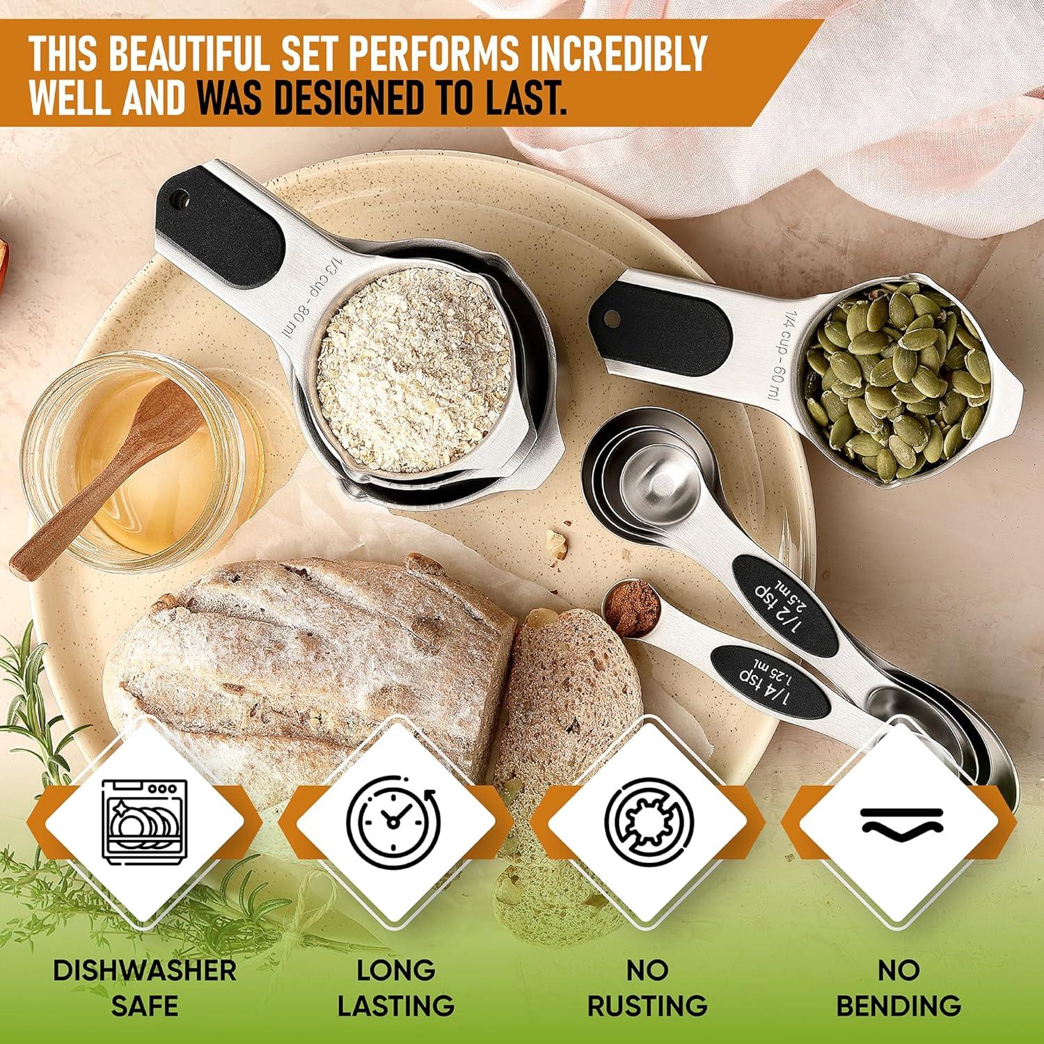 Juego de Tazas y Cucharas Medidoras Spring Chef, Acero Inoxidable, 9 Piezas