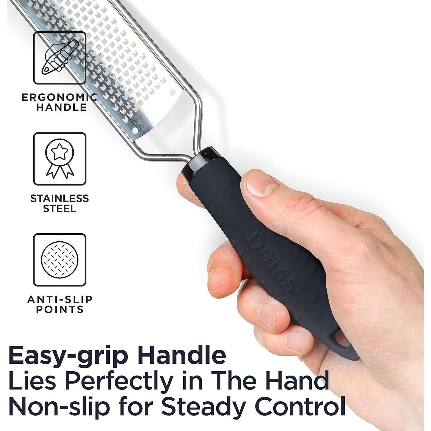 Rallador Deiss PRO Acero Inoxidable Negro 37.5 cm - Queso, Limón, Verduras