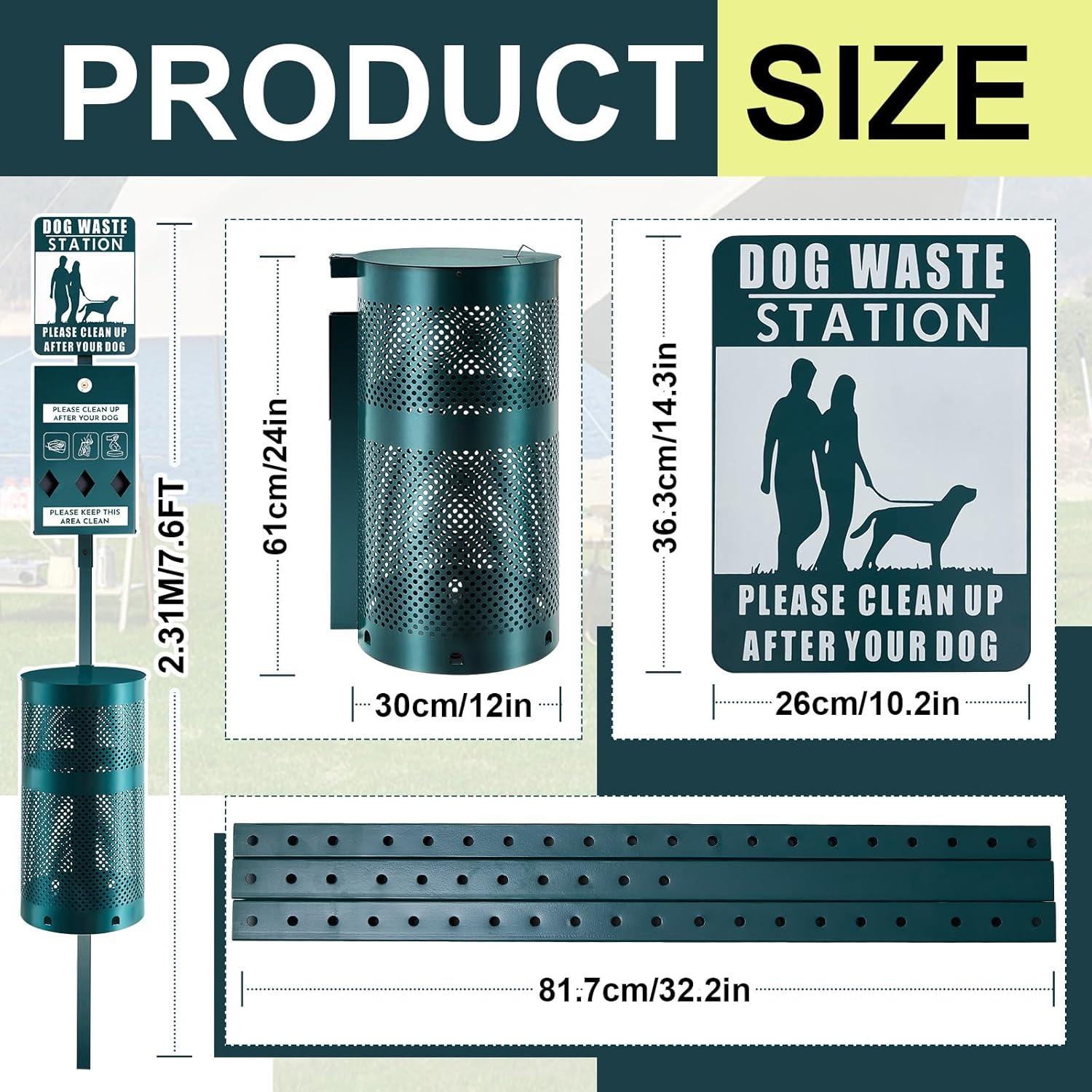 Estación de Desechos de Perro Qinyoung con Dispensador y Señal Reflectante