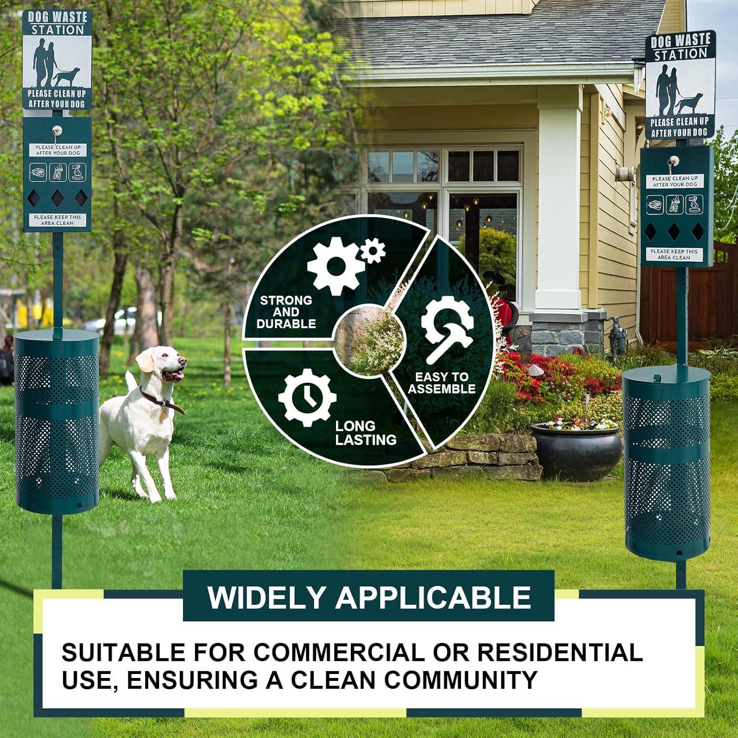 Estación de Desechos de Perro Qinyoung con Dispensador y Señal Reflectante