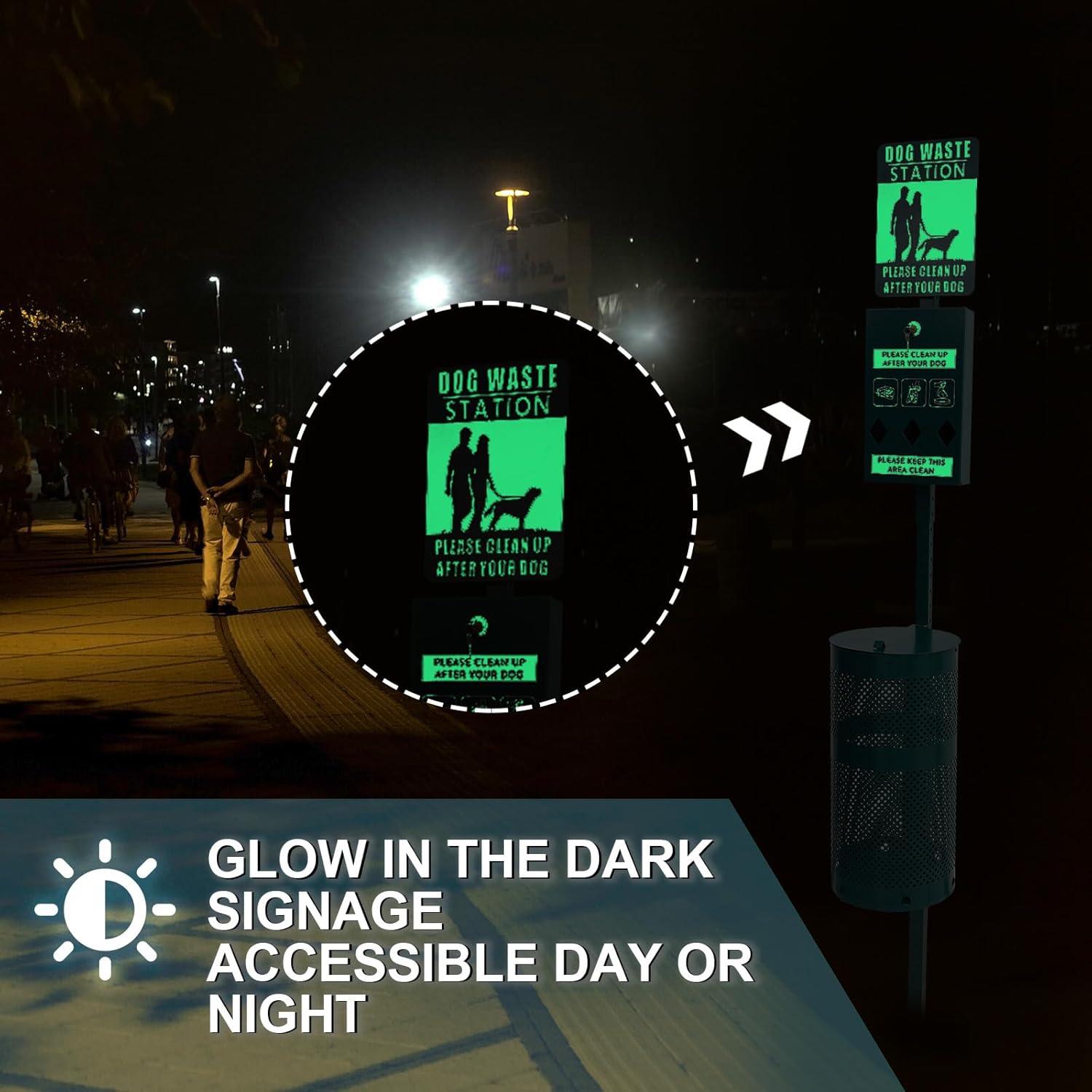 Estación de Desechos de Perro Qinyoung con Dispensador y Señal Reflectante