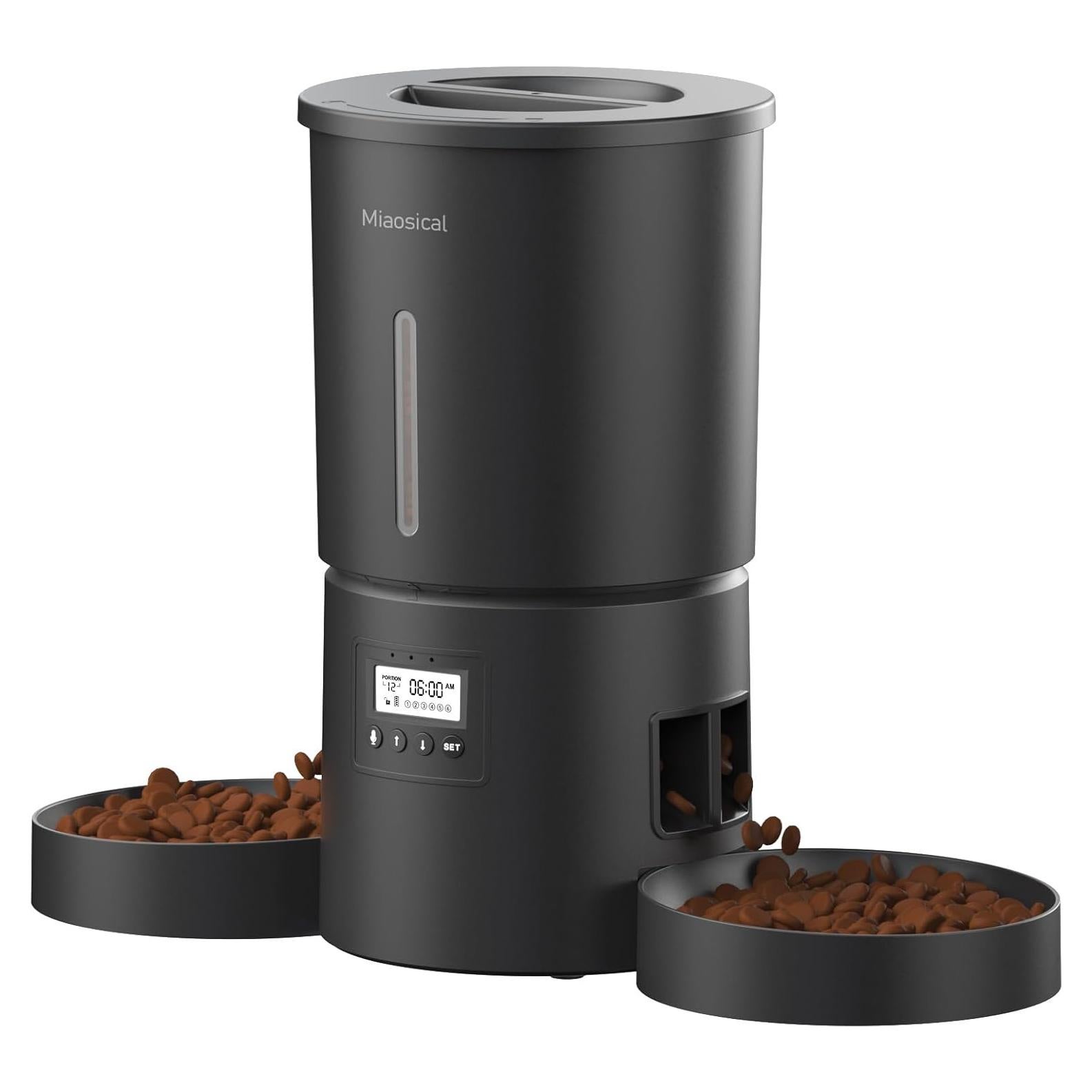 Comedero Automático Doble para Gatos Miaosical 4.2L Negro