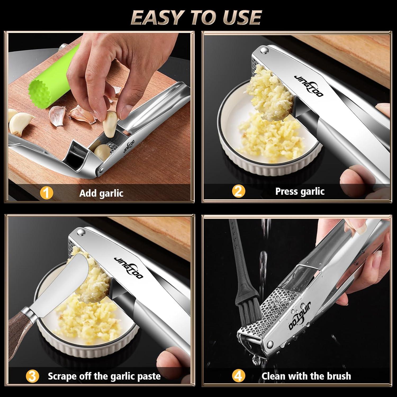 Prensa de Ajo JINGTOO Acero Inoxidable Ergonómica 18.54cm