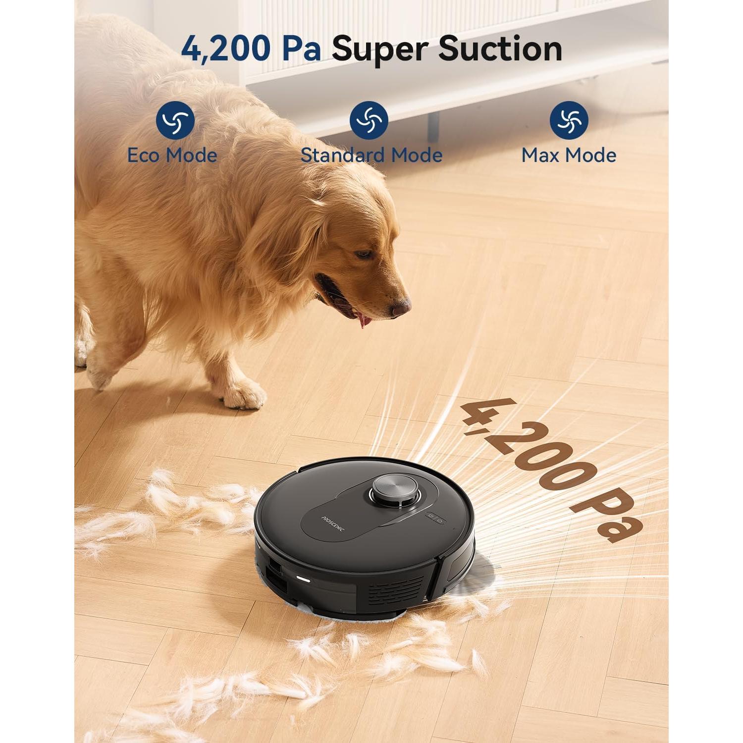 Proscenic Q8 Robot Vacuum Cleaner with Mop, Ultra Strong 6000Pa Robotic Vacuum with Lidar Navigation, 5 Real-Time Mapping, WiFi/Alexa/APP Remote Control Robot Hoover for Floor Carpet Pet Hair