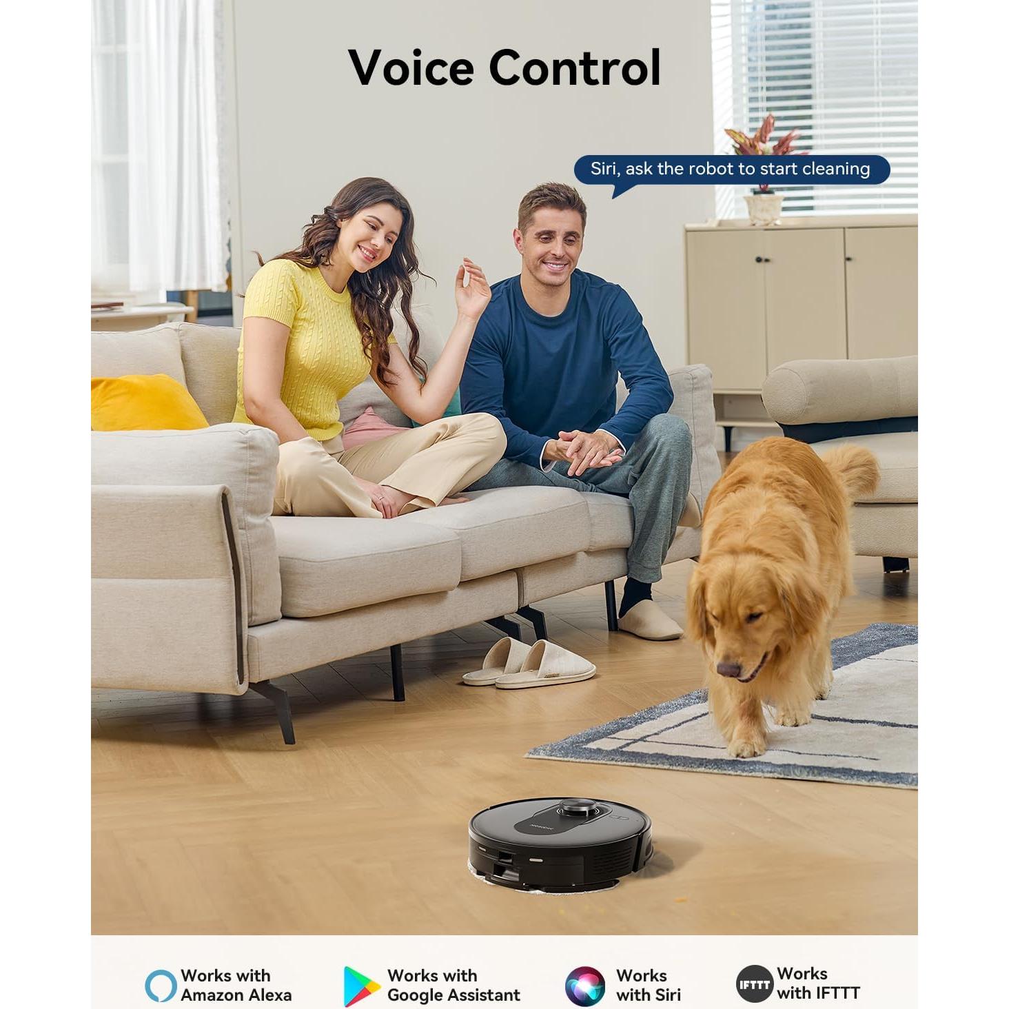 Proscenic Q8 Robot Vacuum Cleaner with Mop, Ultra Strong 6000Pa Robotic Vacuum with Lidar Navigation, 5 Real-Time Mapping, WiFi/Alexa/APP Remote Control Robot Hoover for Floor Carpet Pet Hair