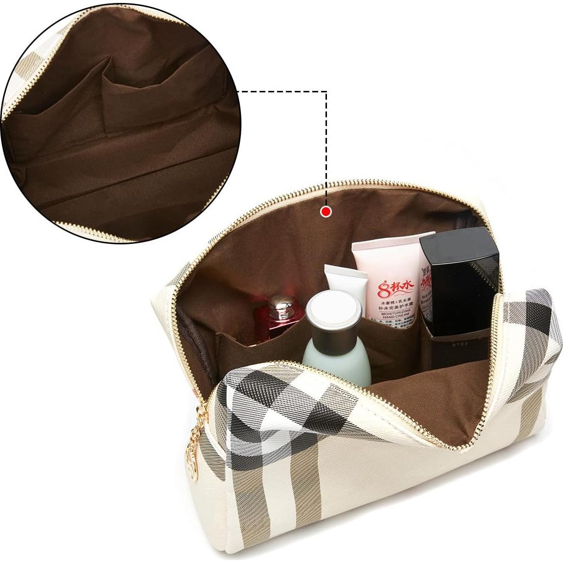 Bolsa de Maquillaje Grande Beige JXLBBL para Mujeres