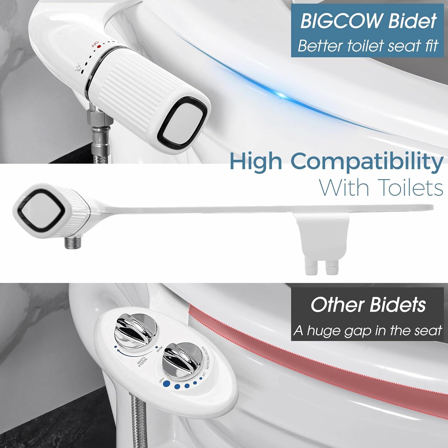 Bidet Ultra Delgado BIGCOW con Doble Boquilla y Acero Inoxidable