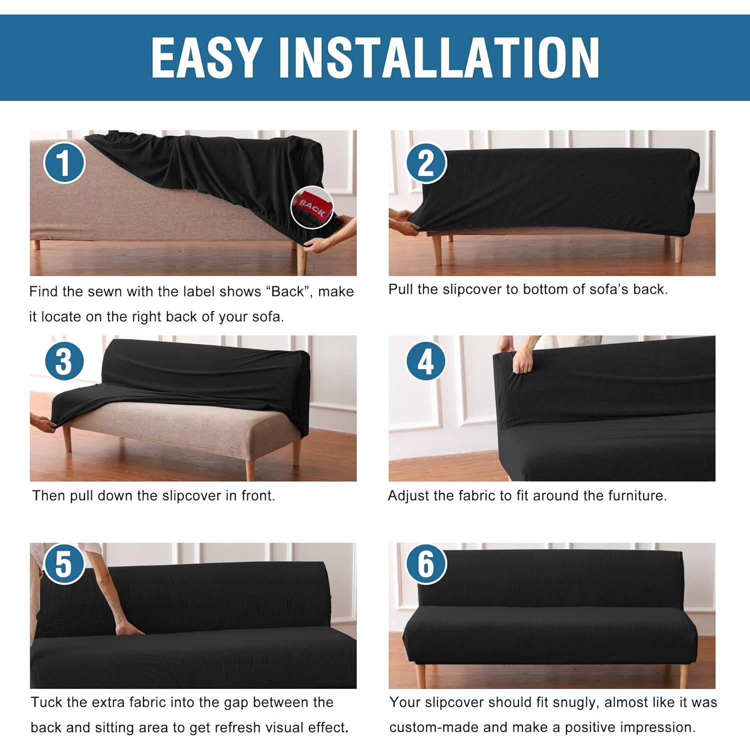 Funda de Futón H.VERSAILTEX Elástica Jacquard Negro 173-216 cm