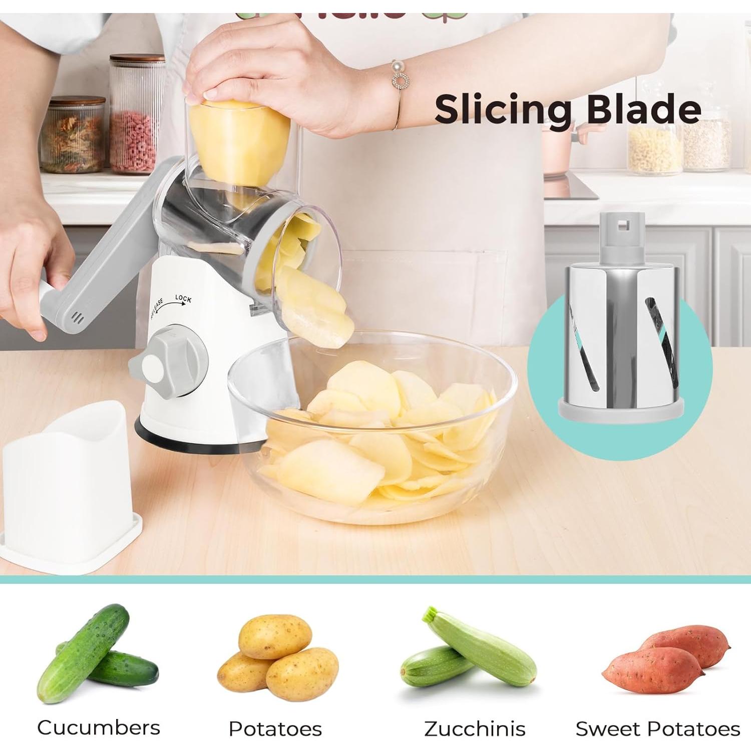 Rallador de Queso X Home Rotatorio 3 Cuchillas Blanco