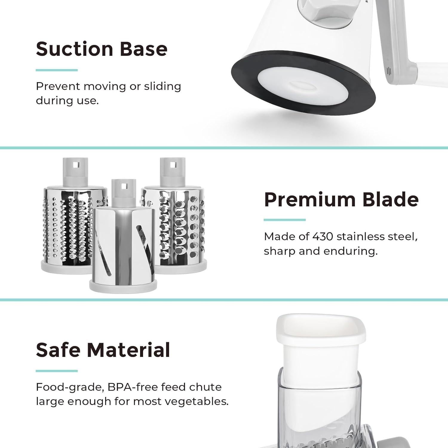 Rallador de Queso X Home Rotatorio 3 Cuchillas Blanco