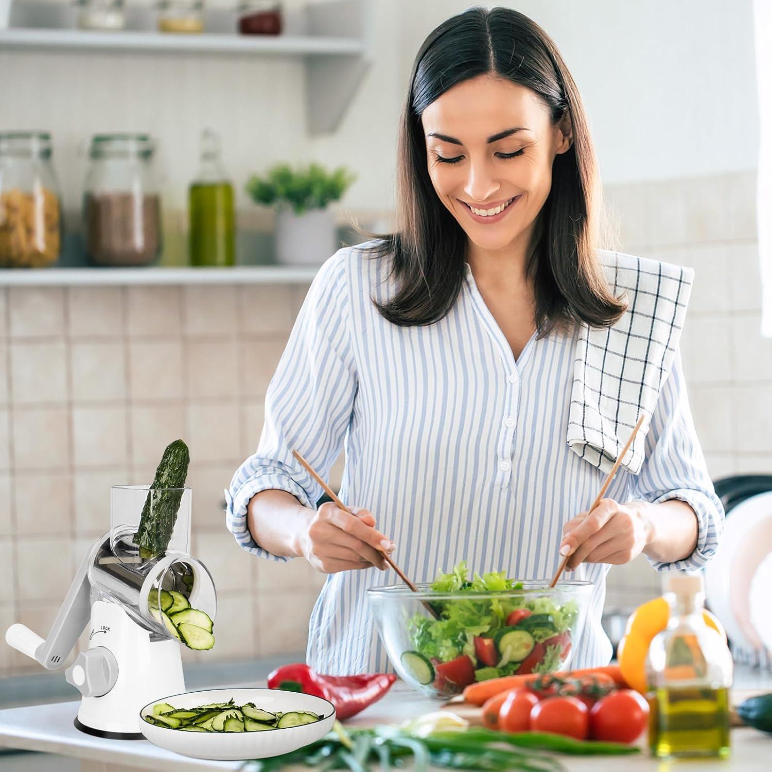 Rallador de Queso X Home Rotatorio 3 Cuchillas Blanco