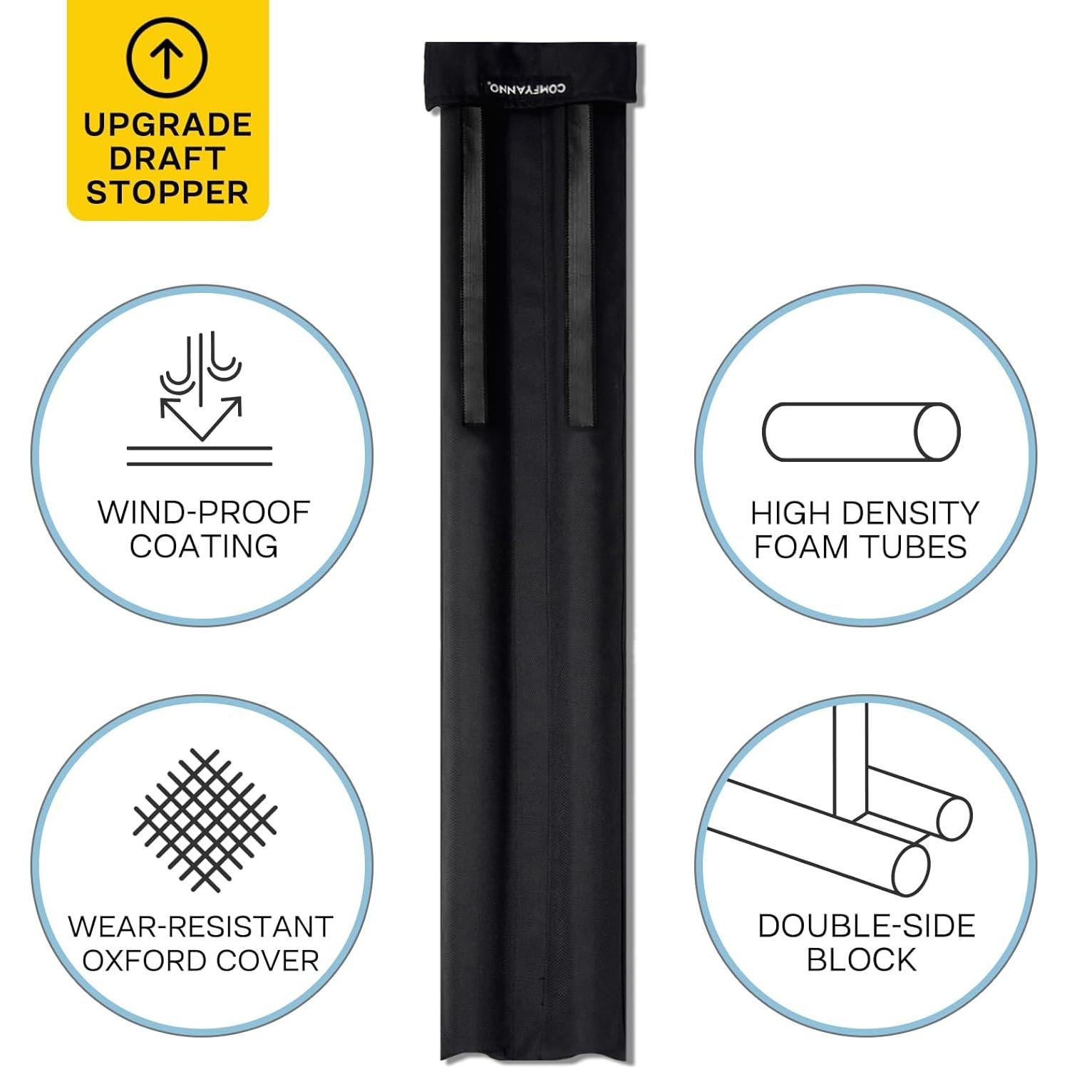 Tapón para Corrientes de Aire Comfyanno 76.2cm Negro - Aislamiento y Bloqueo de Ruido