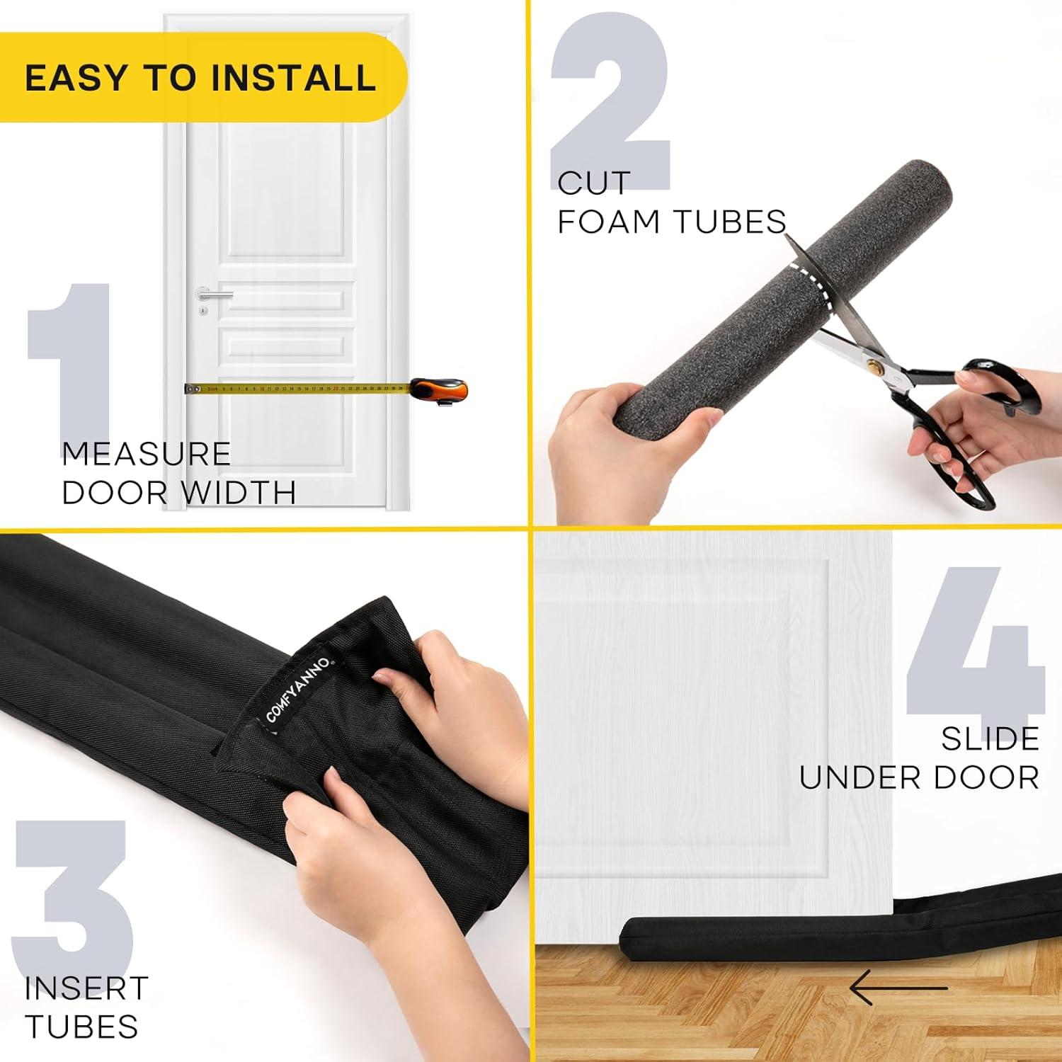 Tapón para Corrientes de Aire Comfyanno 76.2cm Negro - Aislamiento y Bloqueo de Ruido