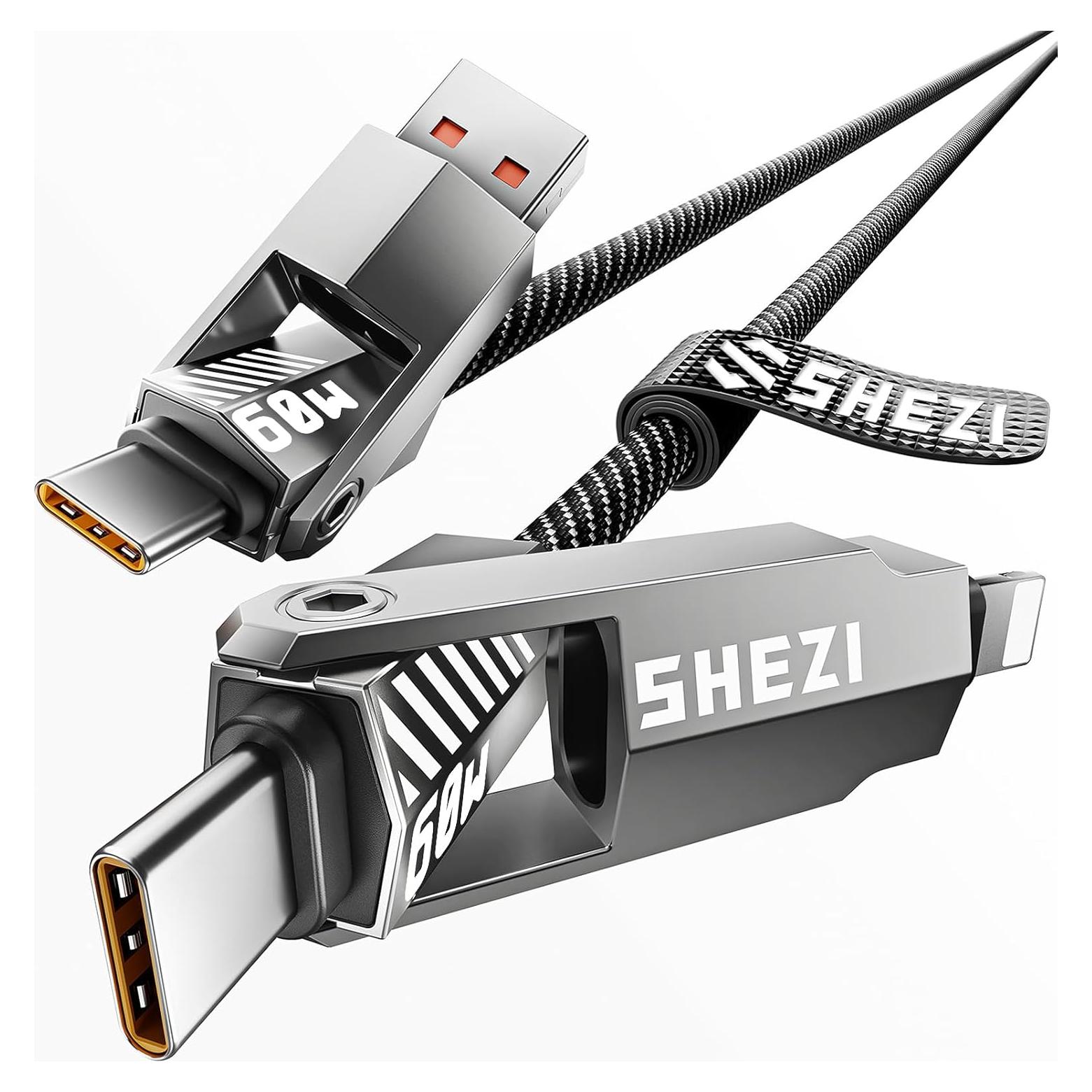 Cable USB C 4 en 1 SHEZI 60W 1m Gris - Carga Rápida