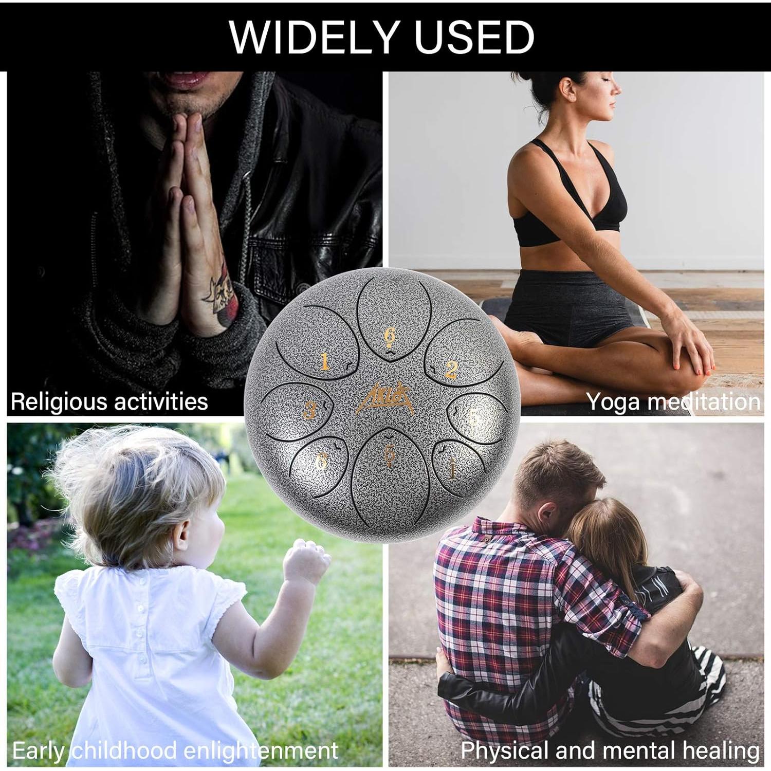 Tambor de Lengua de Acero AKLOT 20 cm 8 Notas C con Accesorios