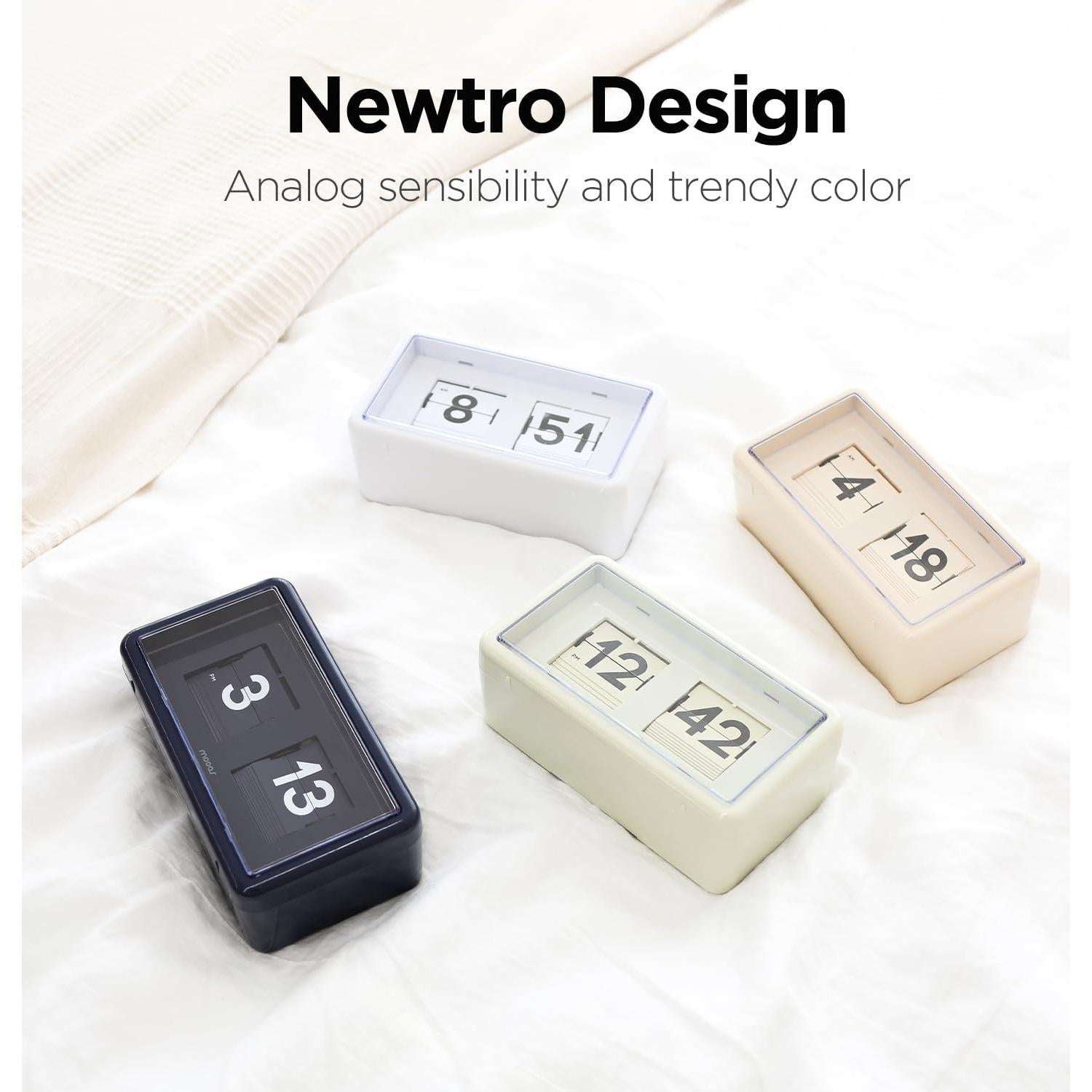 Reloj de Mesa Mooas MC-F3 Retro Automático Crema 17.5x7.1cm