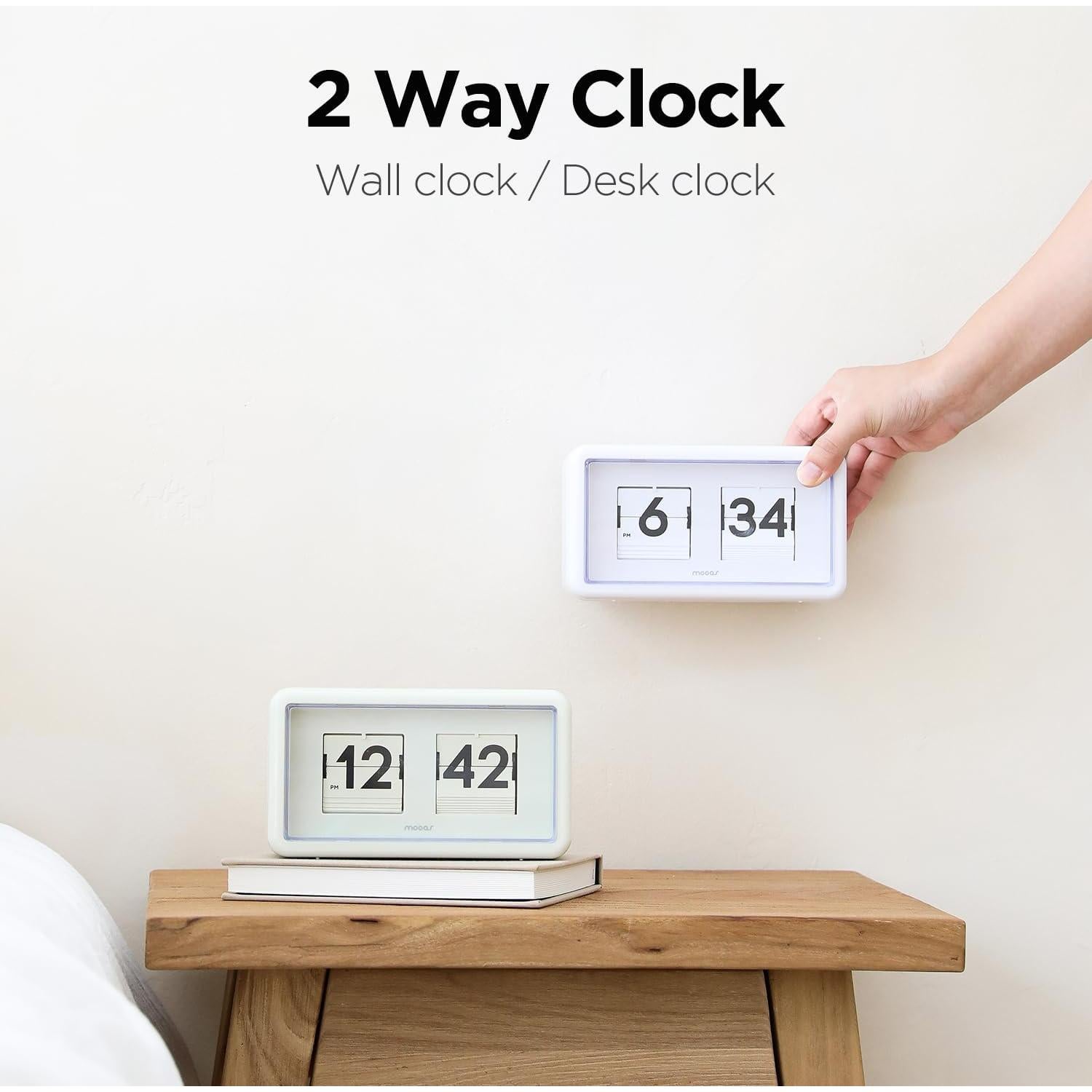 Reloj de Mesa Mooas MC-F3 Retro Automático Crema 17.5x7.1cm