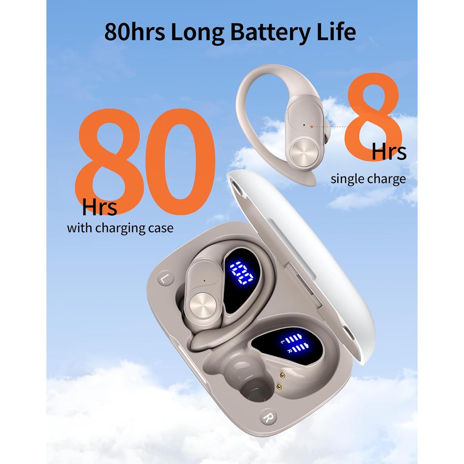 Auriculares Bluetooth PocBuds T60 Inalámbricos IPX7 80hrs Beige