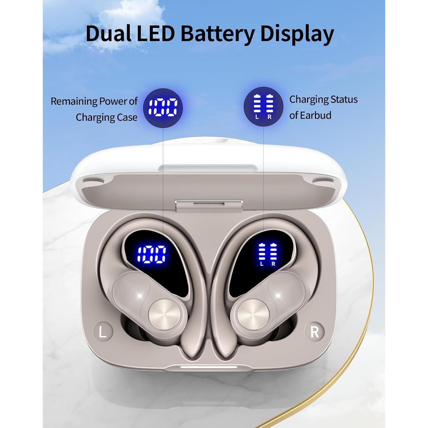 Auriculares Bluetooth PocBuds T60 Inalámbricos IPX7 80hrs Beige