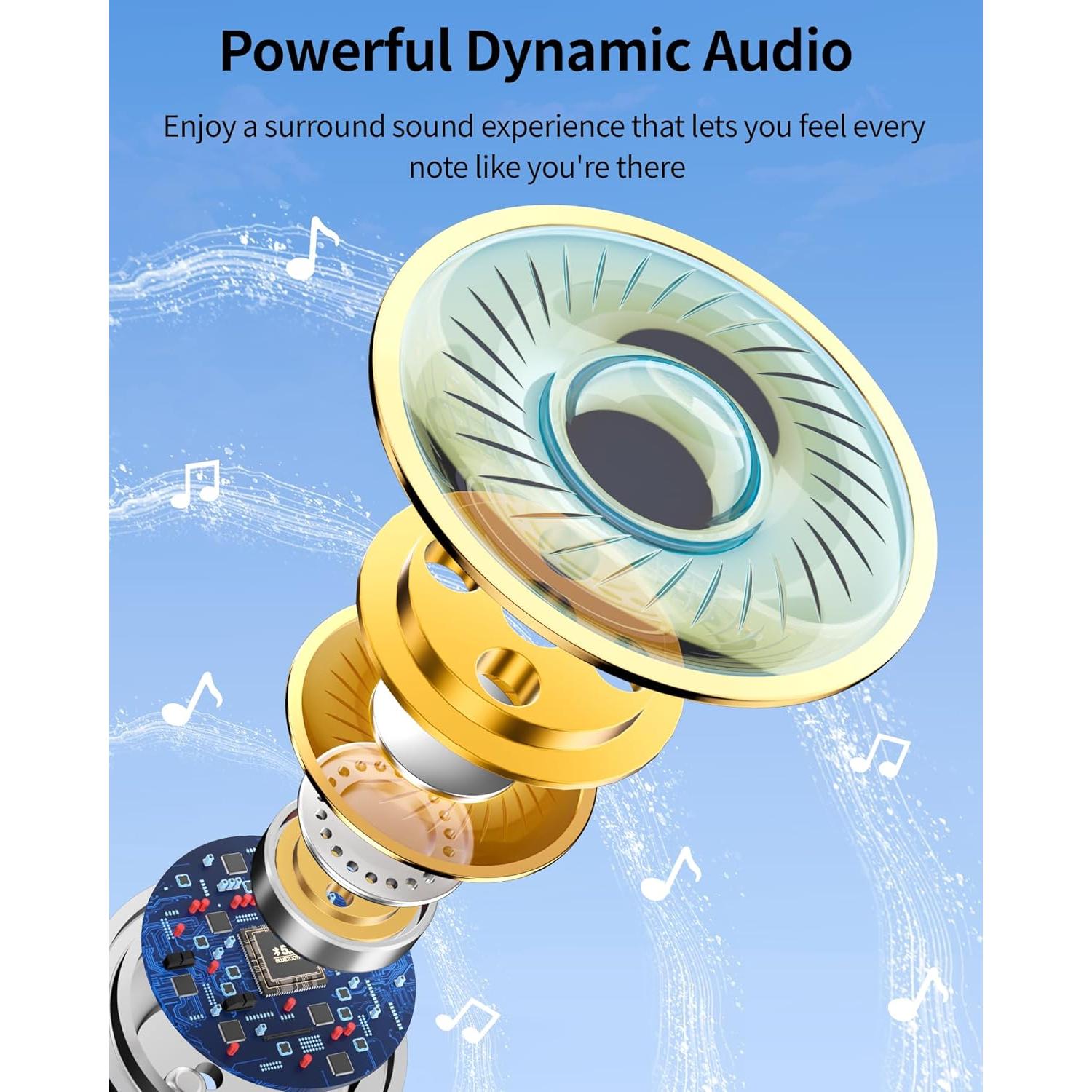 Auriculares Bluetooth PocBuds T60 Inalámbricos IPX7 80hrs Beige