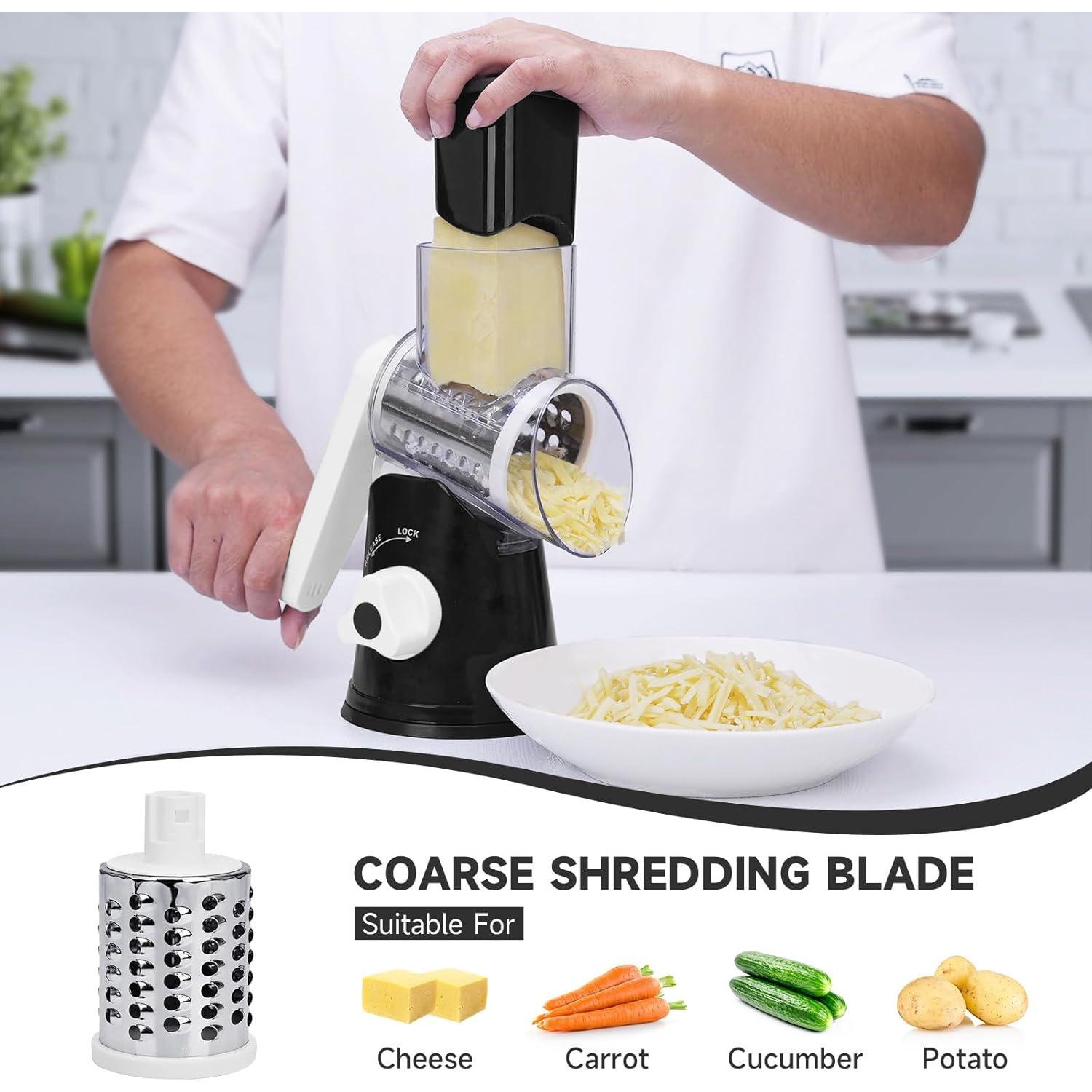 Rallador de Queso Rotatorio REDPANT con 3 Cuchillas y Base de Succión