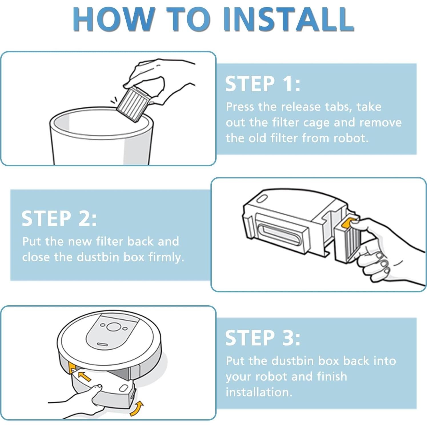Filtro de Reemplazo Lacvik para Roomba i7 i3 E5 E6 9 Piezas