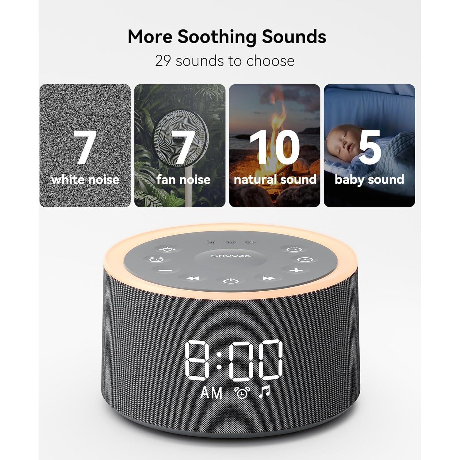 Máquina de Sonido Dreamegg D1+ con Reloj Despertador y Luz Nocturna