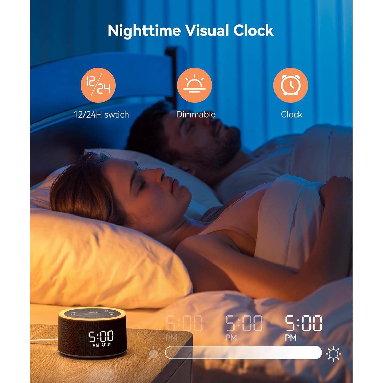 Máquina de Sonido Dreamegg D1+ con Reloj Despertador y Luz Nocturna