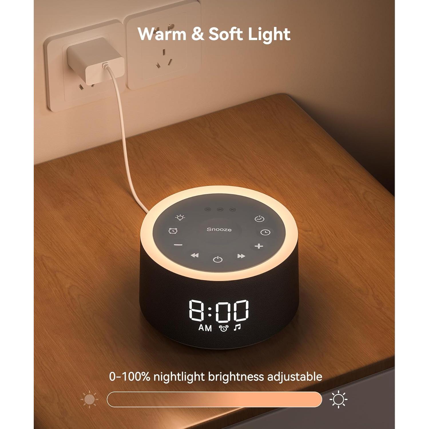 Máquina de Sonido Dreamegg D1+ con Reloj Despertador y Luz Nocturna