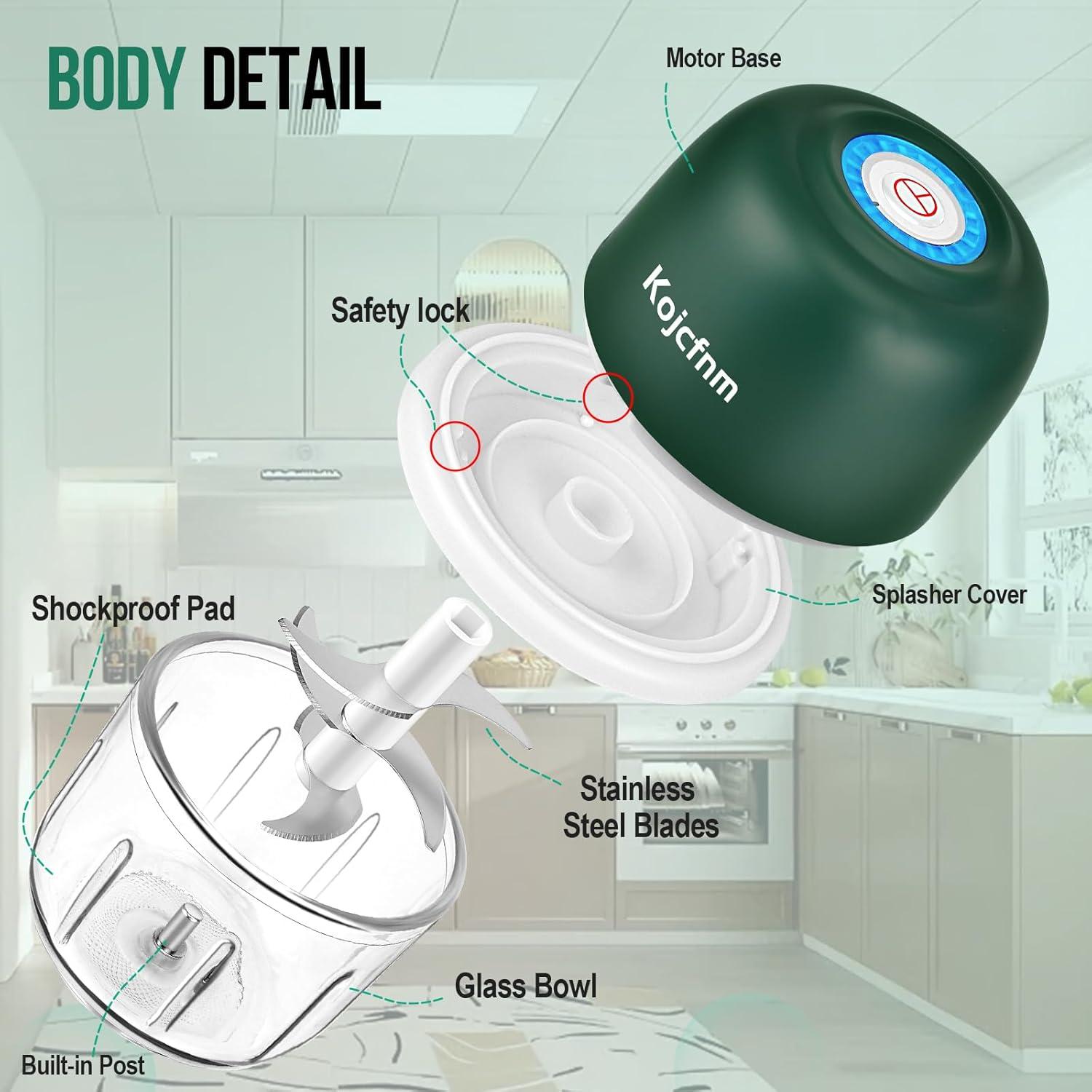 Picador de Alimentos Kojcfnm 350ml Inalámbrico Verde