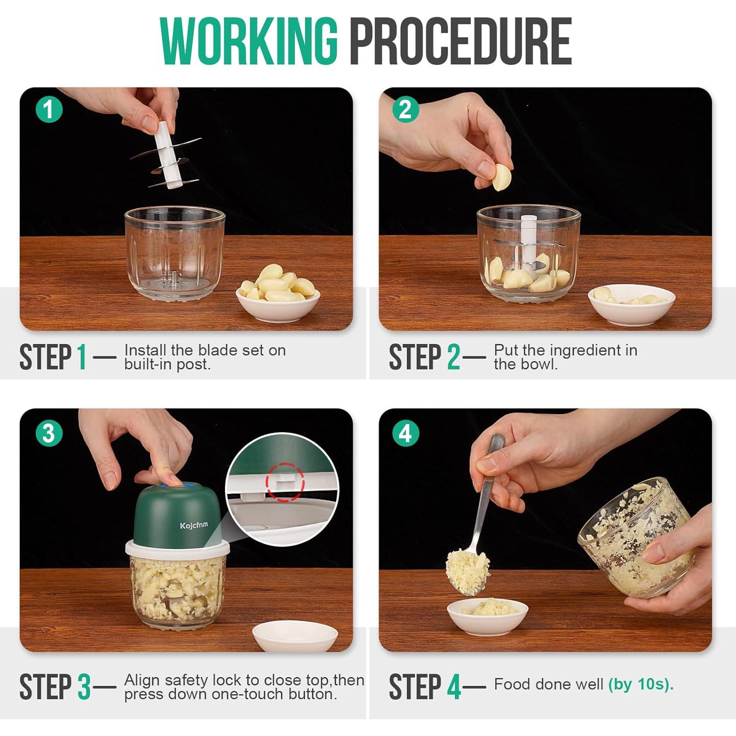 Picador de Alimentos Kojcfnm 350ml Inalámbrico Verde