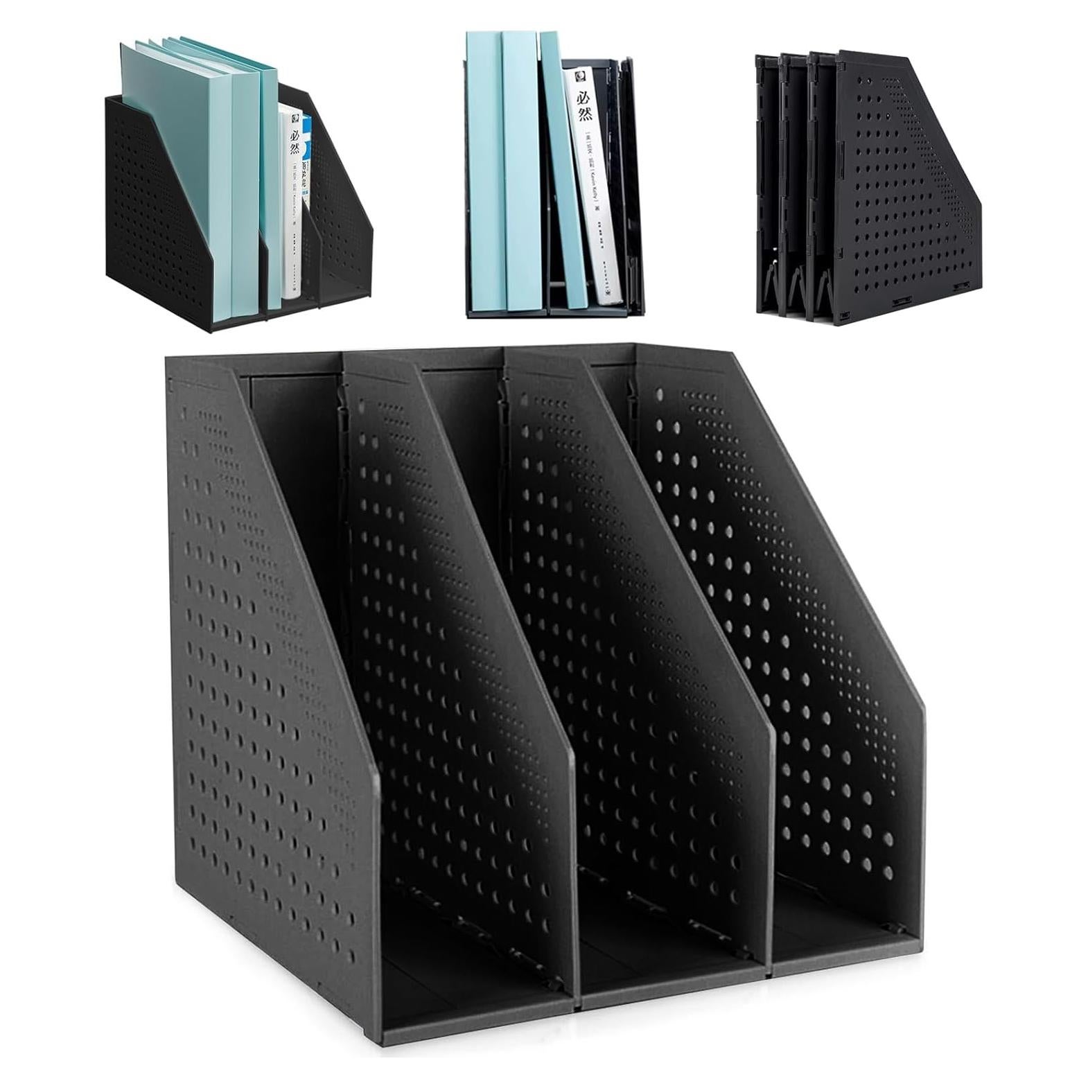 Soporte de Revistas Plegable SAYEEC Negro 3 Compartimentos