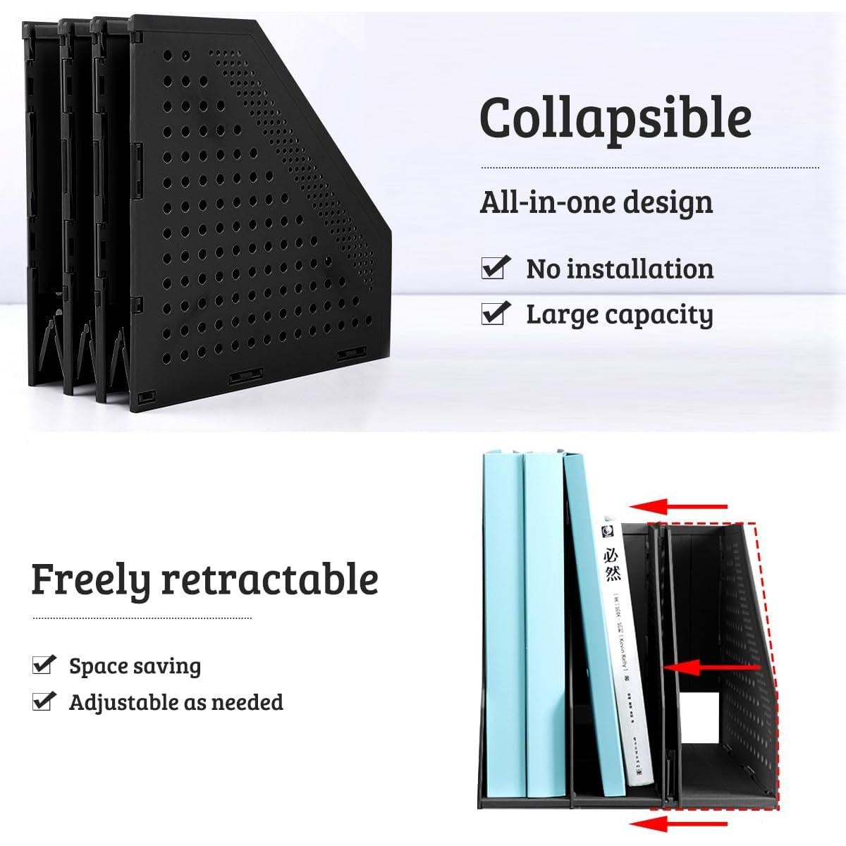 Soporte de Revistas Plegable SAYEEC Negro 3 Compartimentos