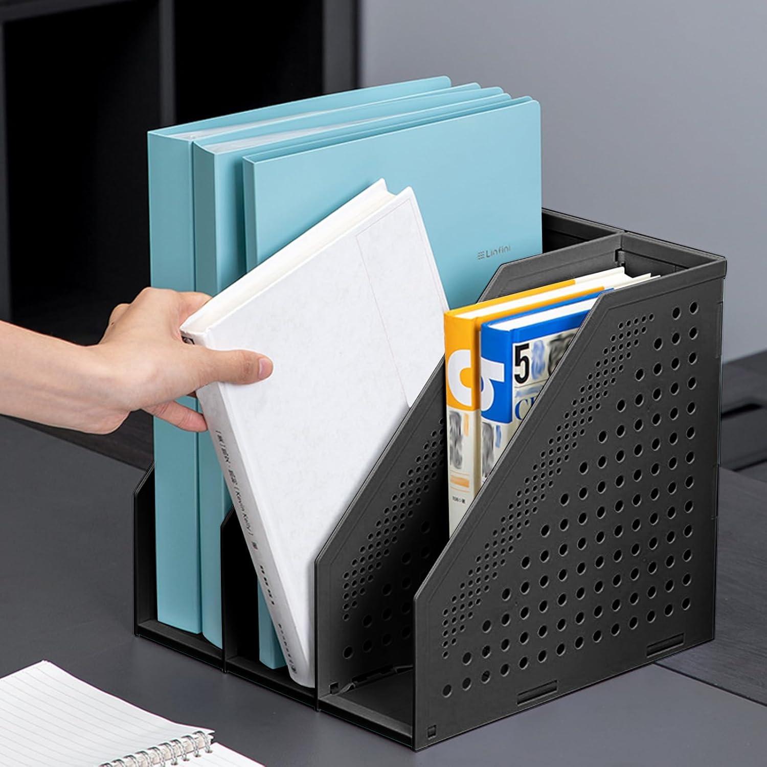 Soporte de Revistas Plegable SAYEEC Negro 3 Compartimentos