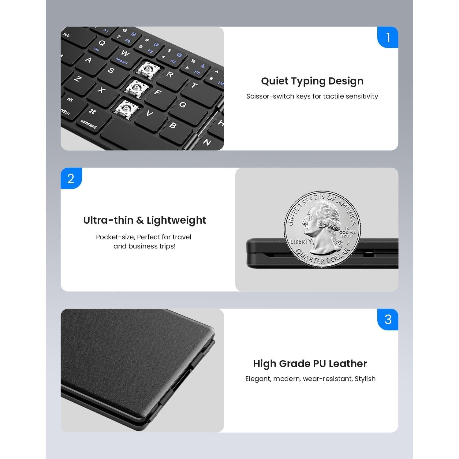 Teclado Bluetooth Plegable Samsers - Inalámbrico Portátil Negro