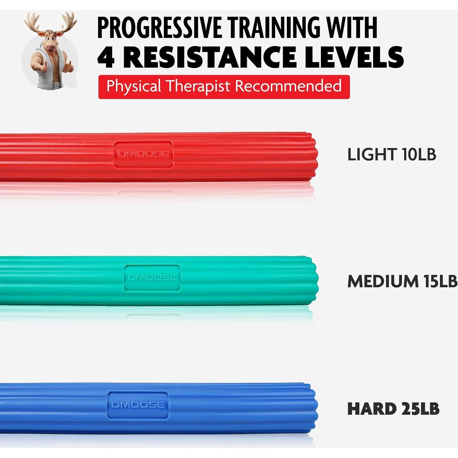 Barra de Resistencia DMoose Fitness para Terapia Física - 4 Niveles
