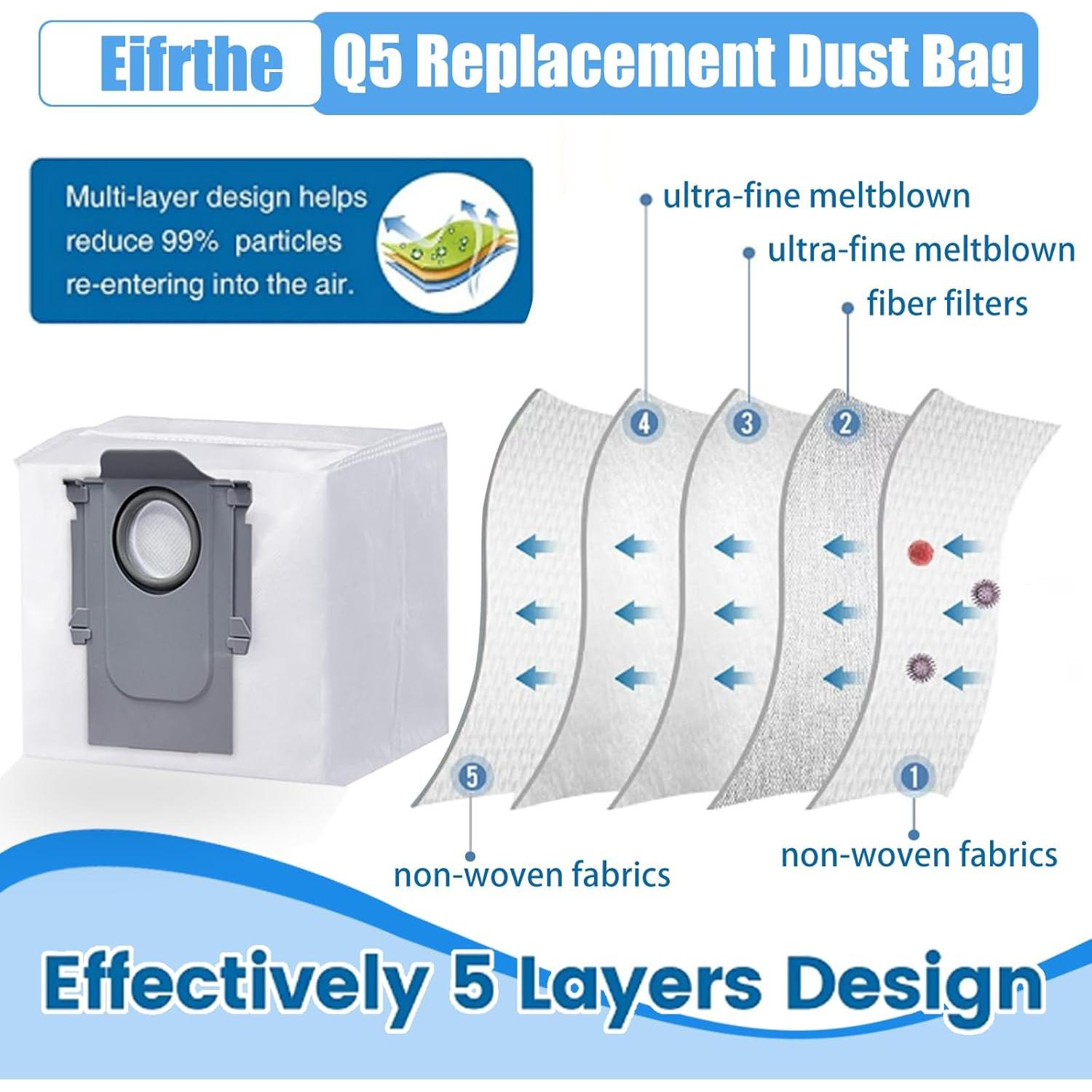 24 Bolsas Desechables Roborock Q5 Q7 2.5L Eifrthe