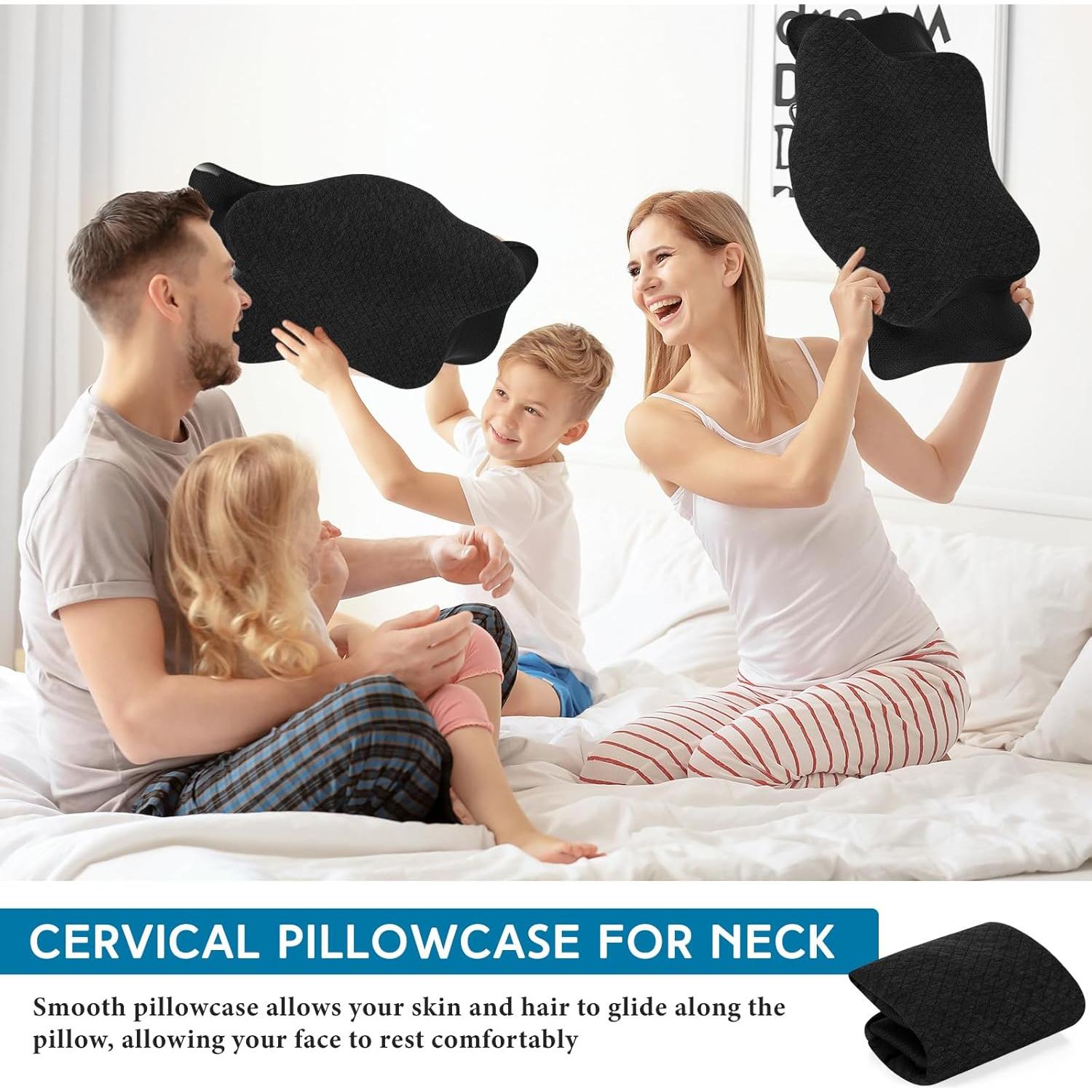 Funda de Almohada Cervical HunnmingRe Negra Ergonómica 63x38cm