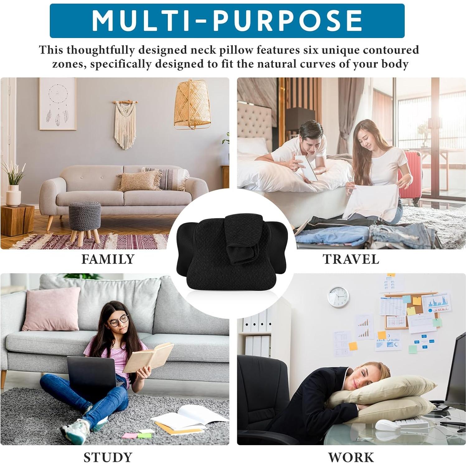 Funda de Almohada Cervical HunnmingRe Negra Ergonómica 63x38cm