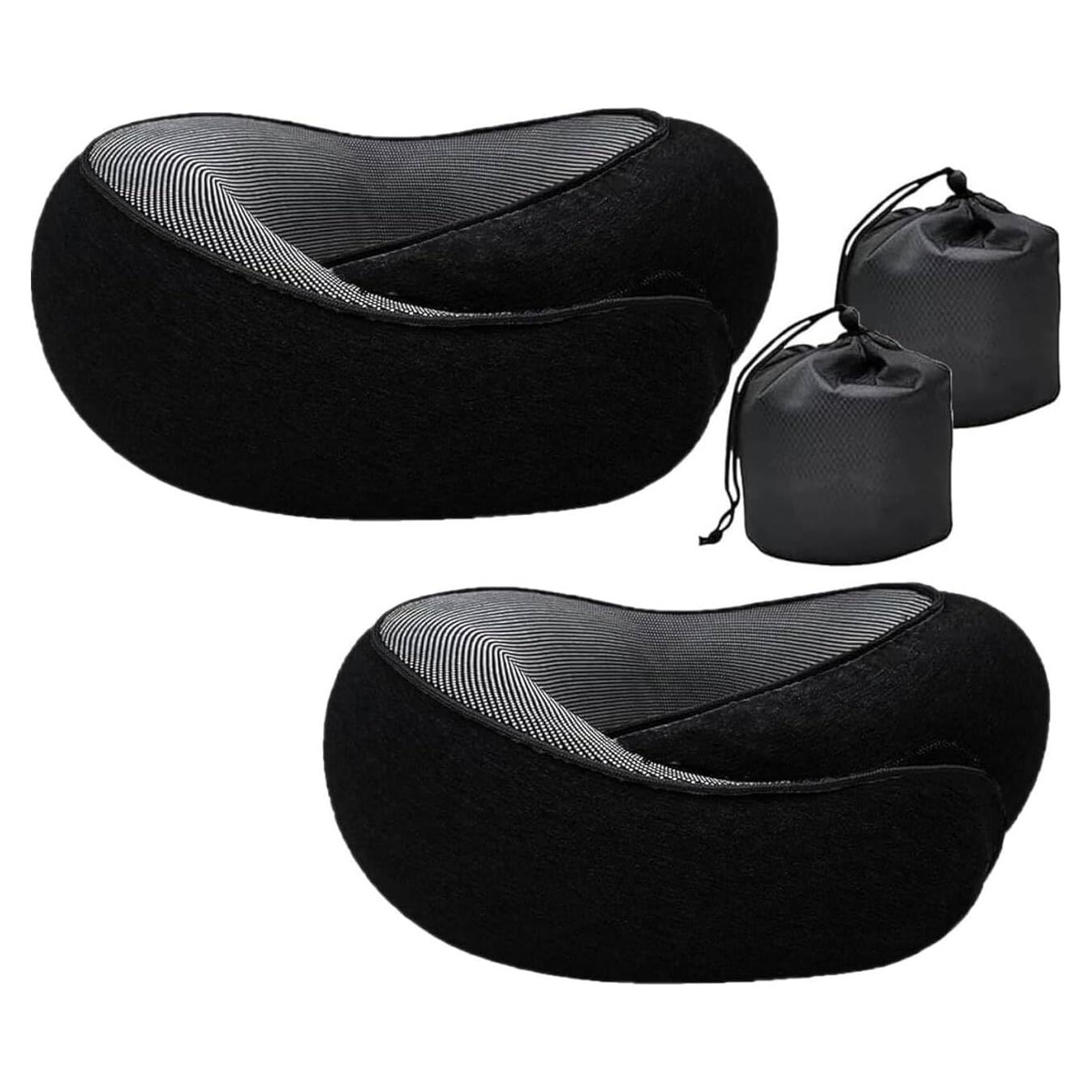 Almohadas de Viaje RURING 2PCS Espuma de Memoria Negro