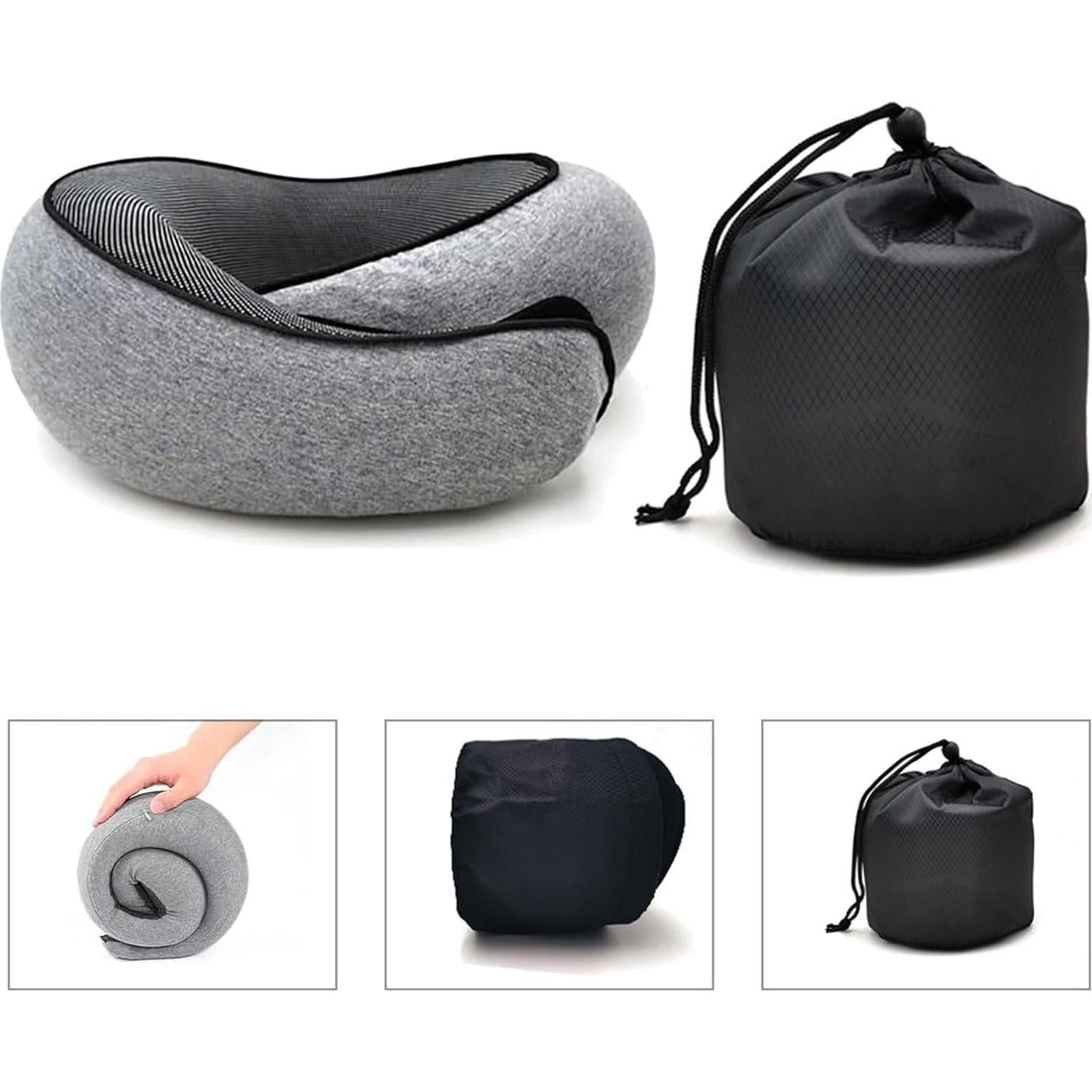 Almohadas de Viaje RURING 2PCS Espuma de Memoria Negro