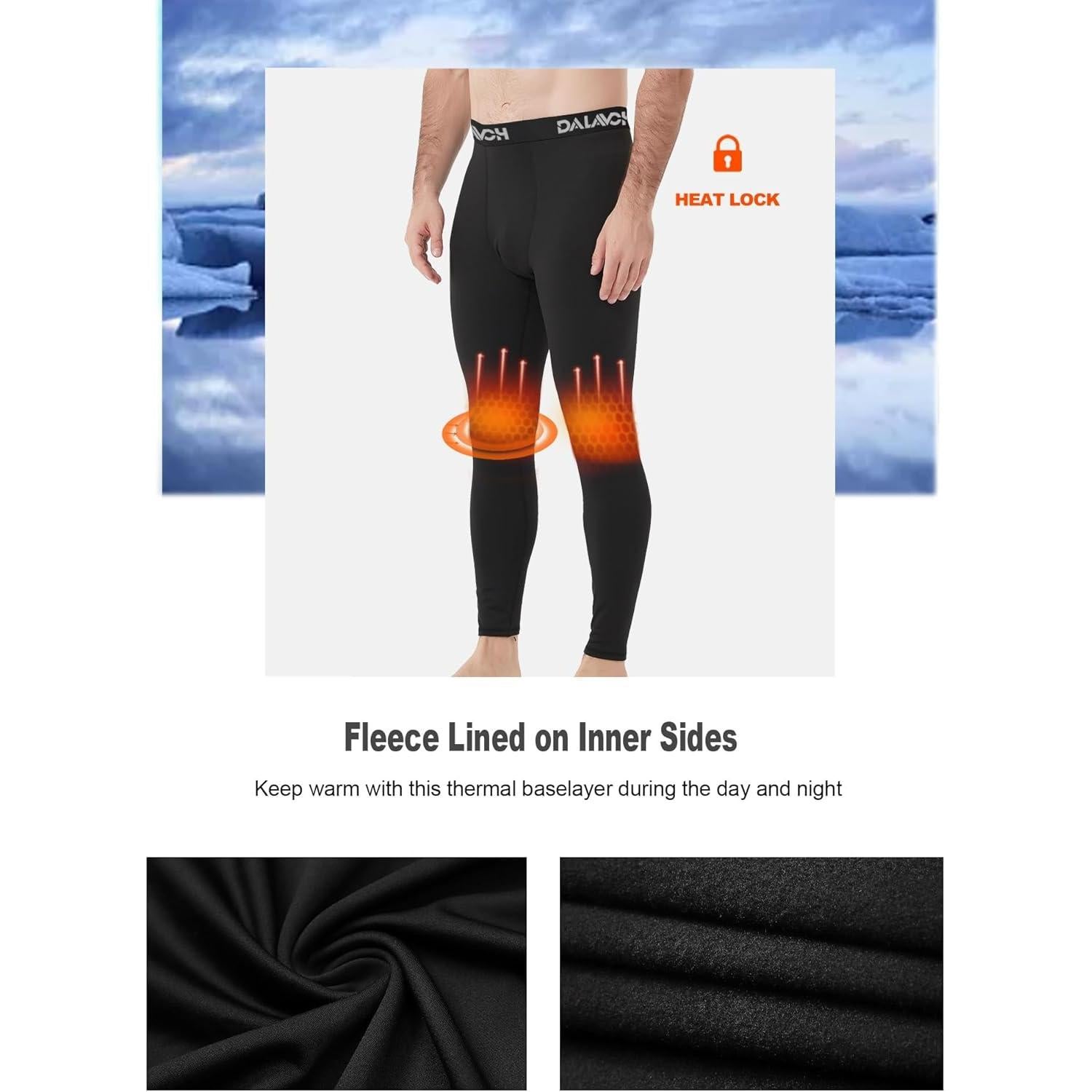 Paquete de 4 Pantalones de Compresión Térmica Hombre - Forro Polar