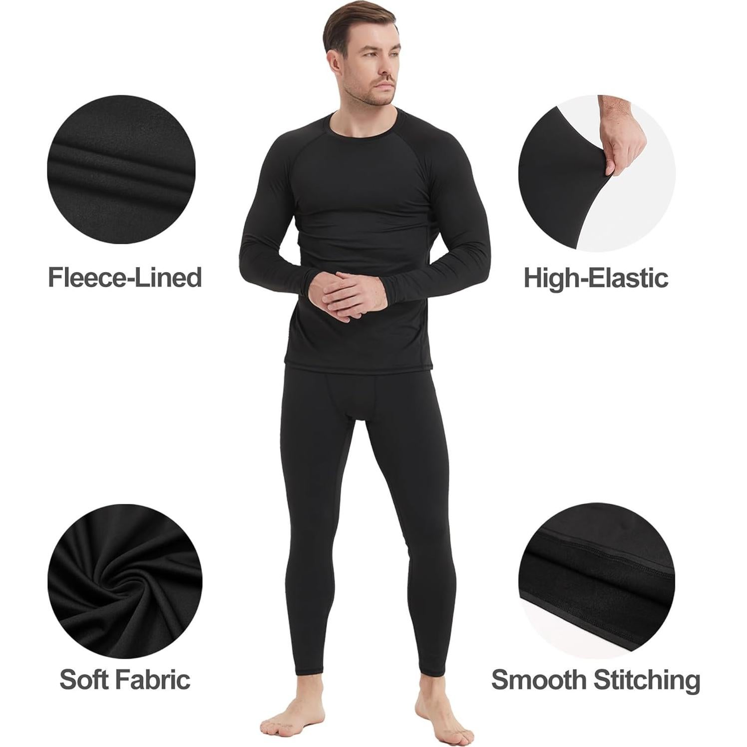 Paquete de 4 Pantalones de Compresión Térmica Hombre - Forro Polar