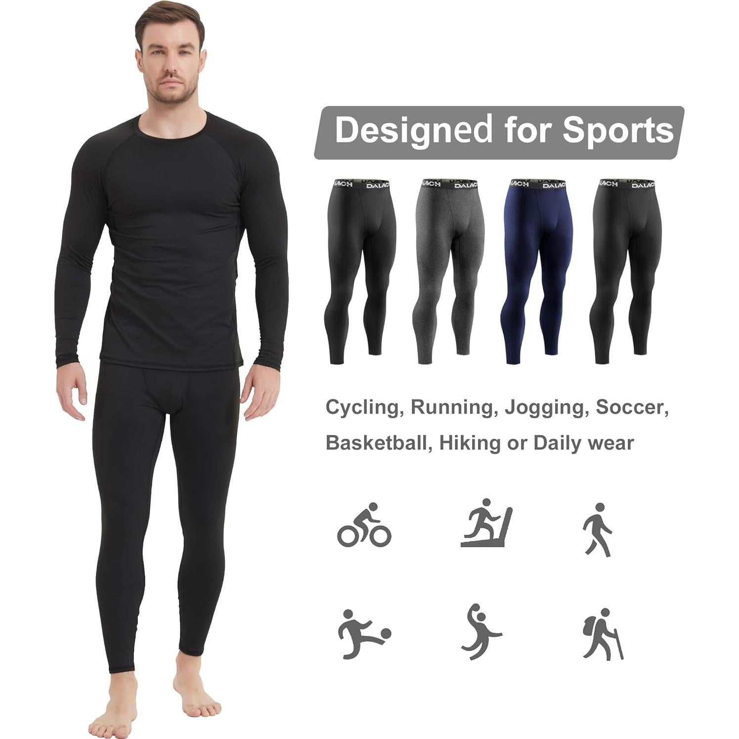 Paquete de 4 Pantalones de Compresión Térmica Hombre - Forro Polar