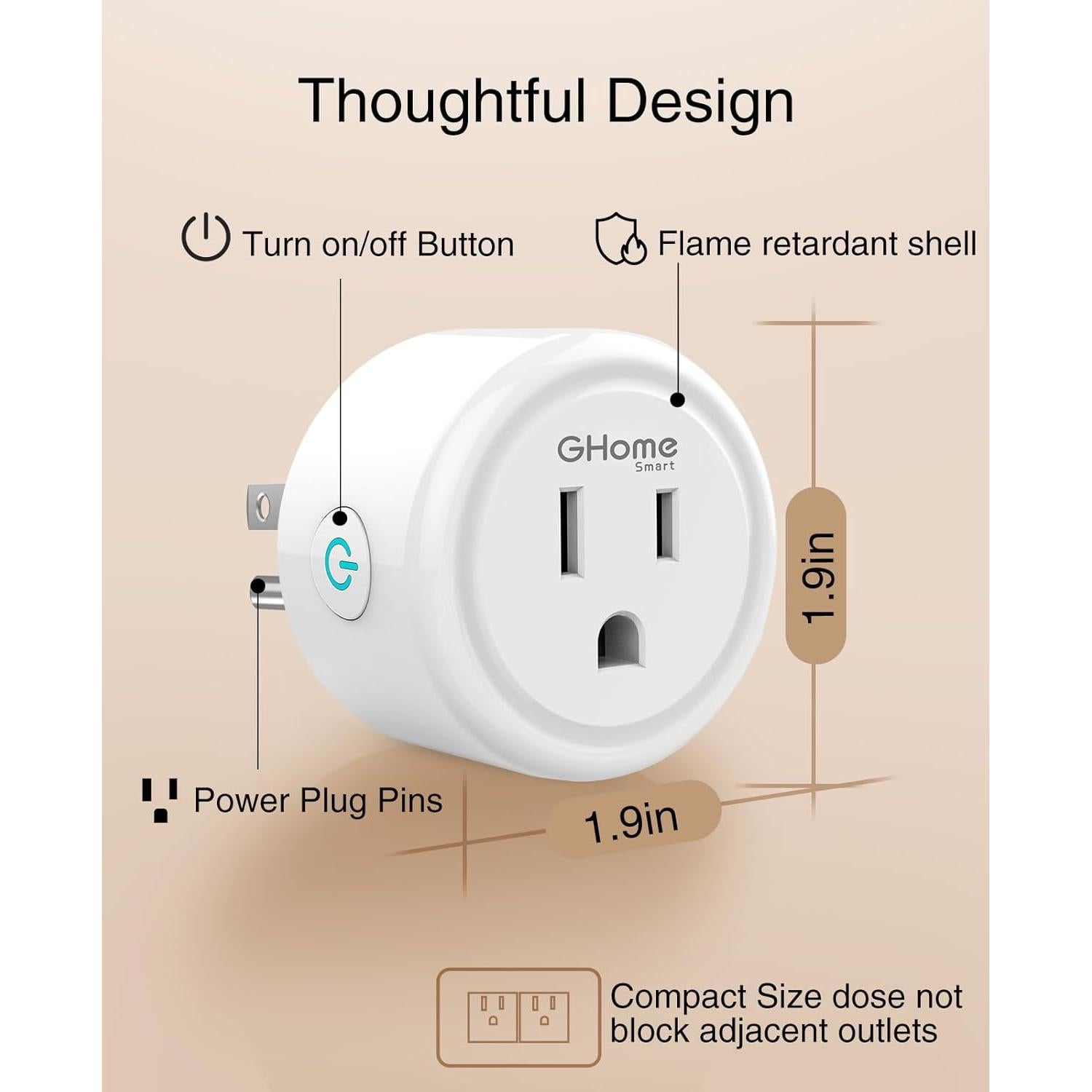 Enchufe Inteligente GHome 15A WiFi 5GHz Control Remoto