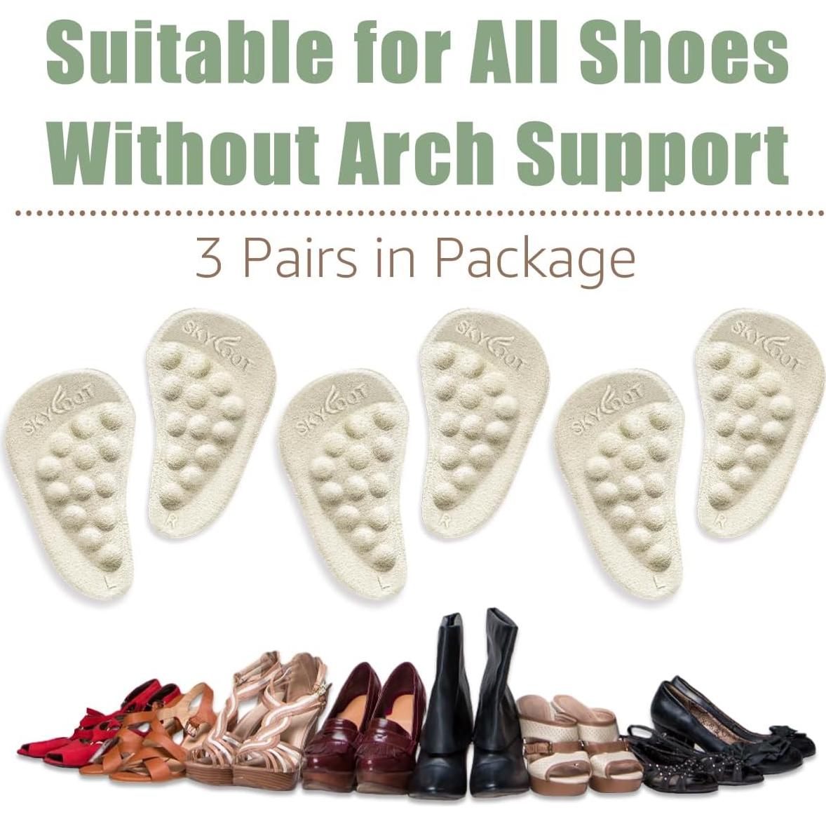 Inserts de Soporte Arqueado Skyfoot para Pies Planos - 3 Pares Beige