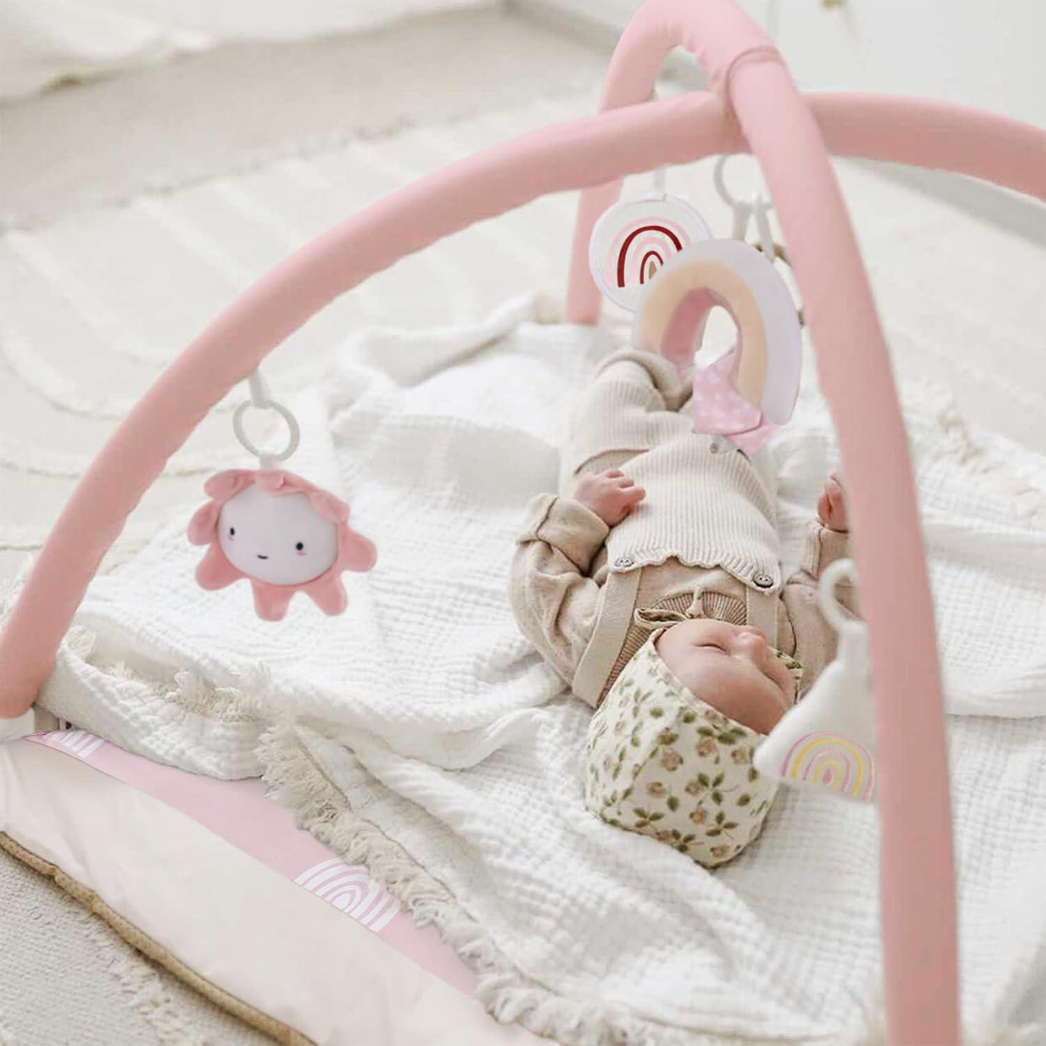 Alfombra de Juego Rosa Deluxe para Bebés con 6 Juguetes