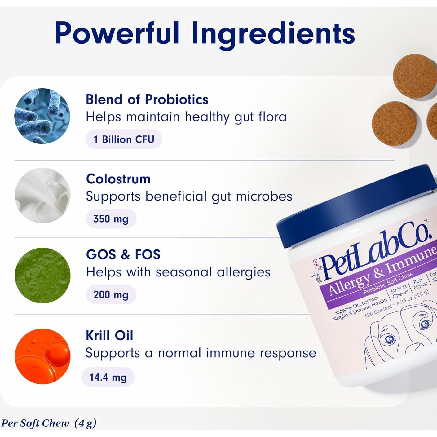 Probioticos para Perros PetLab Co. - 30 Masticables Sabor Cerdo