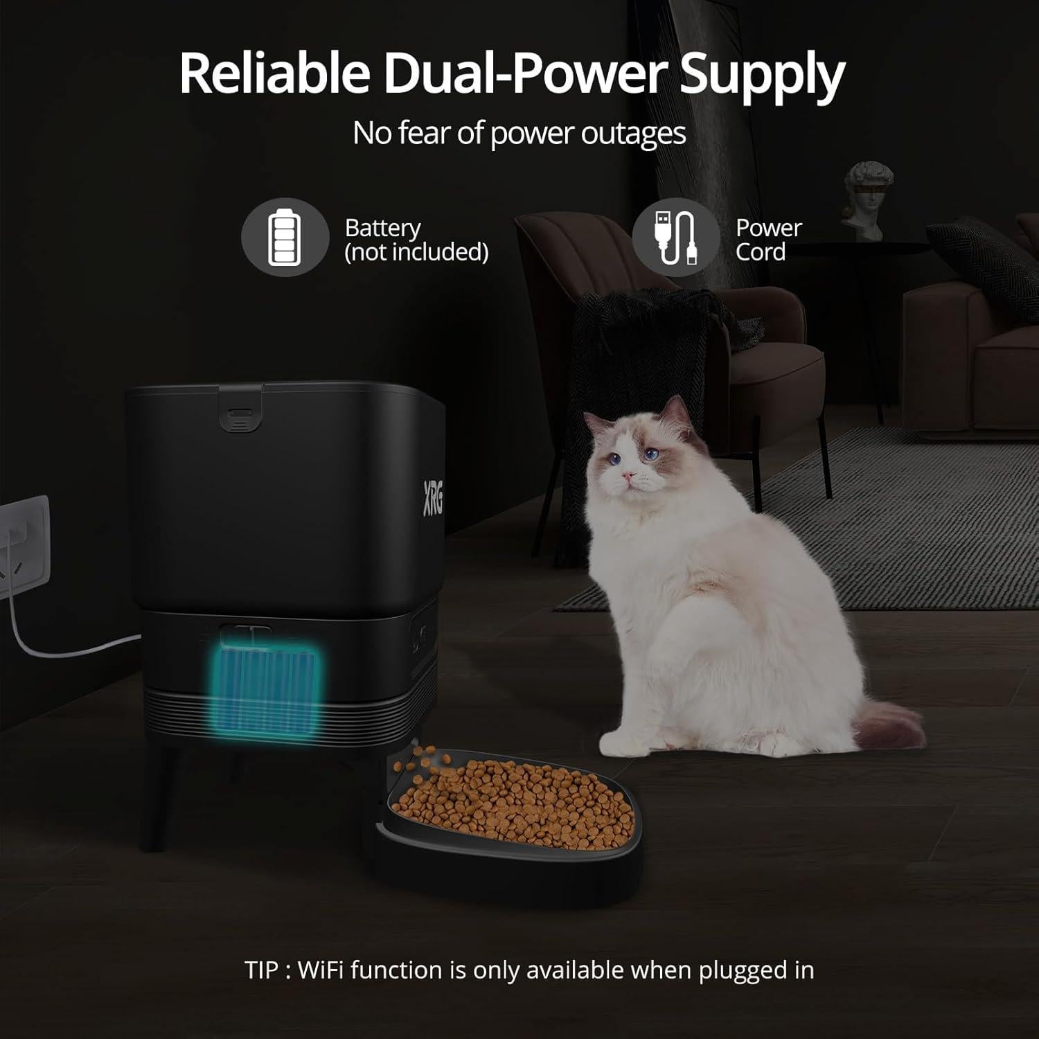 Comedero Automático WiFi XRG para Gatos y Perros 4L Negro