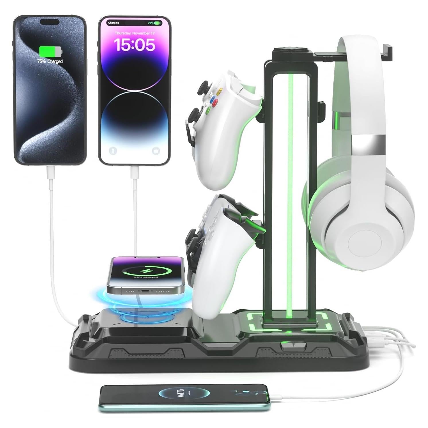 Soporte para Auriculares KDD con Carga Inalámbrica y Luz LED